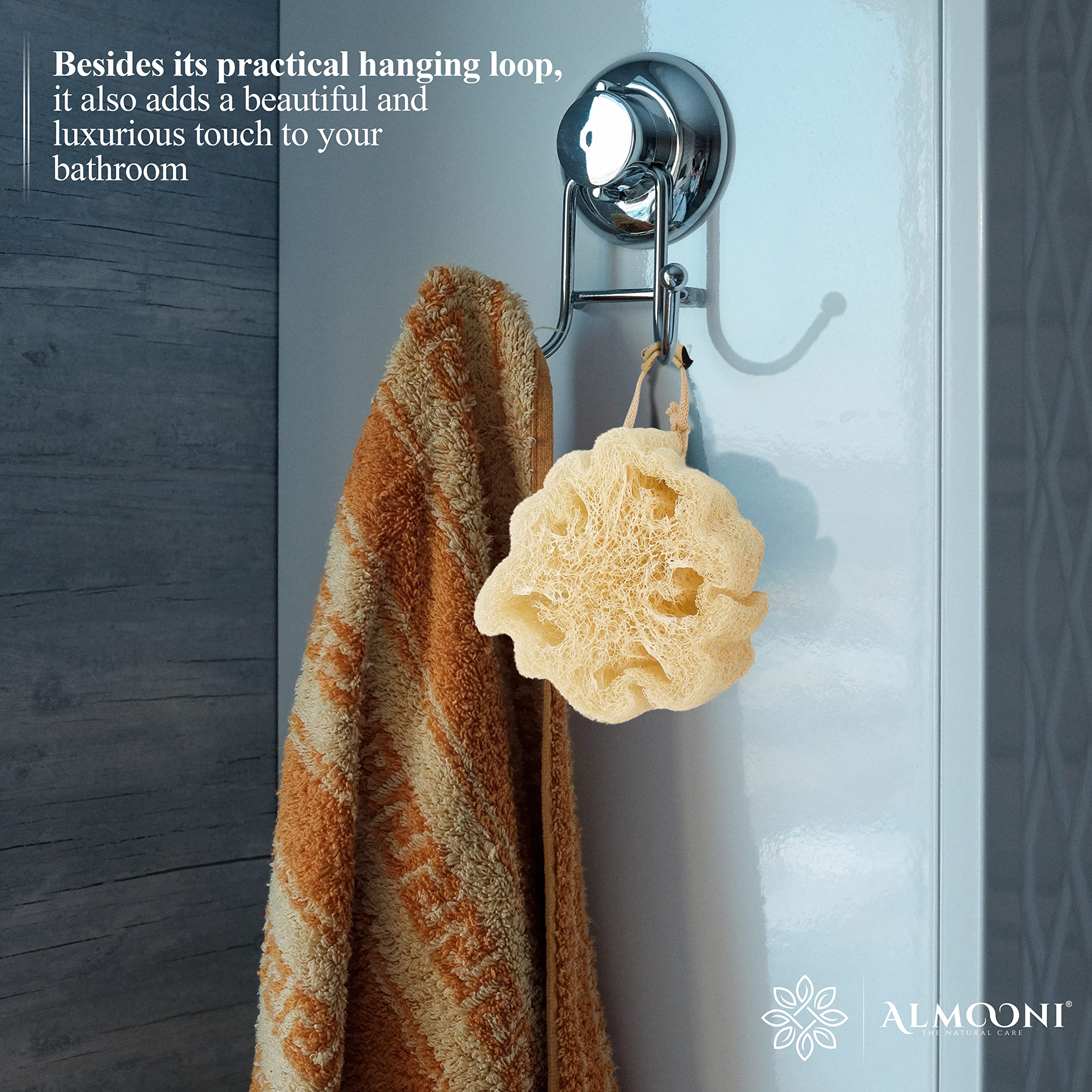 Almooni Mini Natural Loofah Sponge - Real Egyptian Shower Exfoliating Loofah - Small Loofah Scrubber For The Perfect Grip - 3 Co