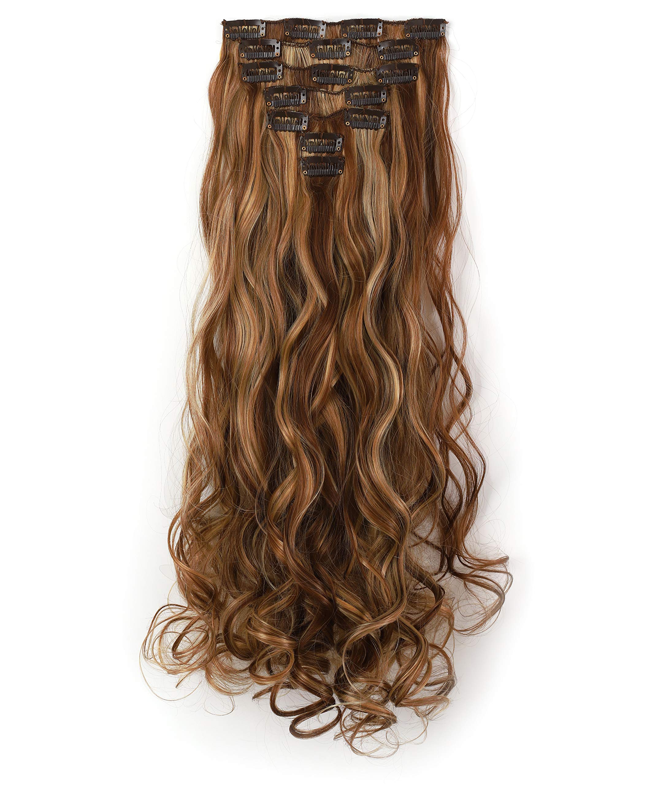 Onedor 20'' Curly Full Head Clip in Synthetic Hair Extensions 7pcs 140g (12H24B)