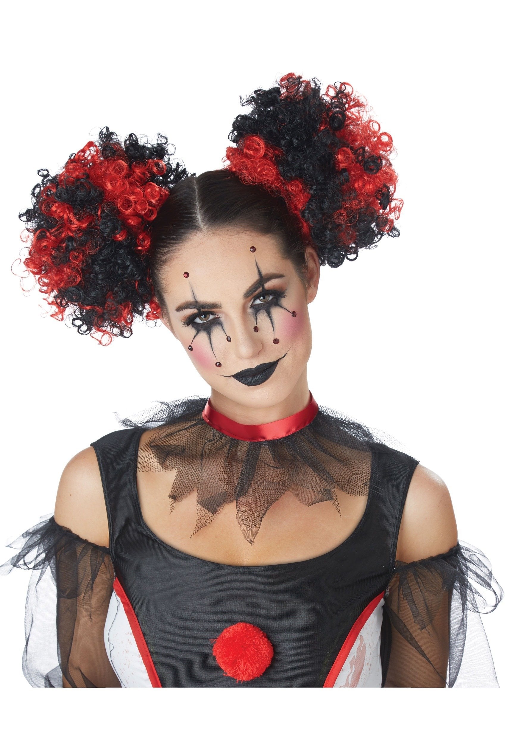 California Costumes Clown Hair Clip-On Puff Buns, Standard Black