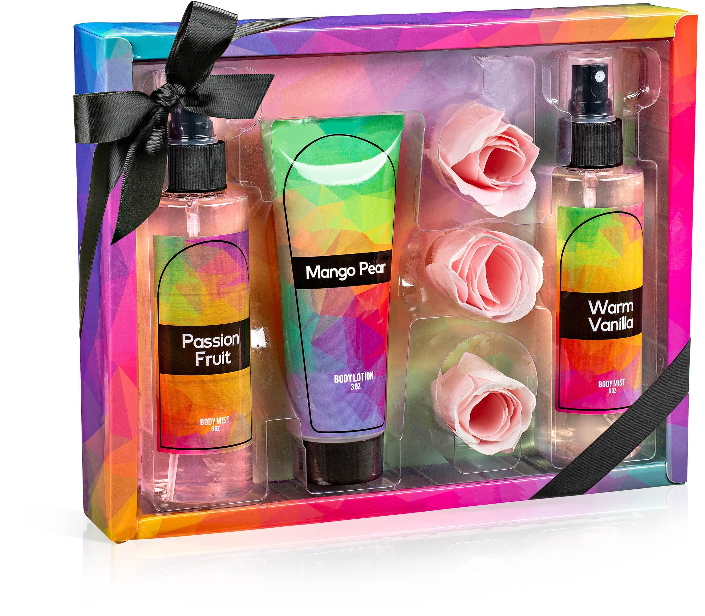 Fine Fragrance Body Mist & Body Splash Gift Set - Luxury Self-Care Combo for Women and Girls (Passion Fruit, Warm Vanilla, Mango