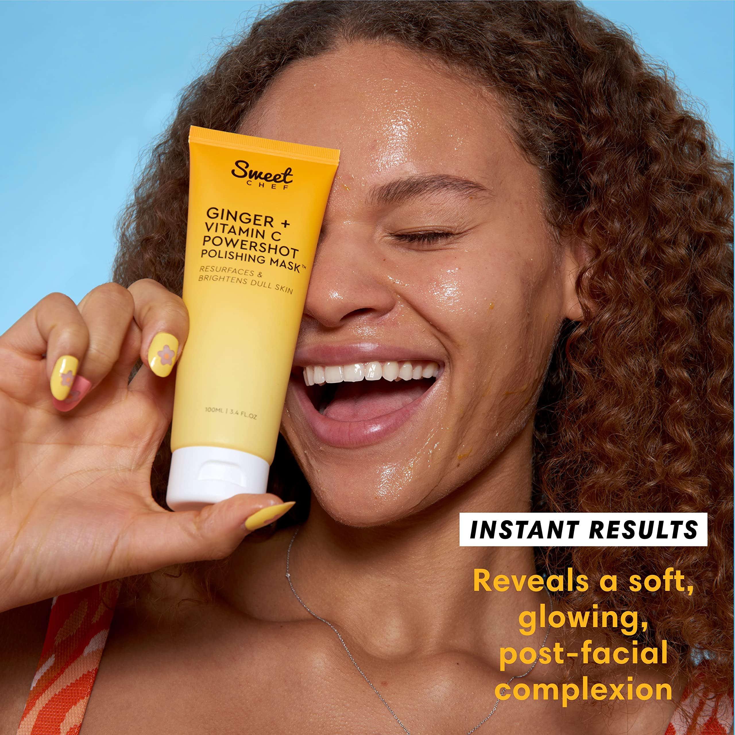 Sweet Chef Ginger + Vitamin C Powershot Polishing Mask - Brightening Face Mask for Dark Spots & Uneven Skin Tone + Maca, Rice Po