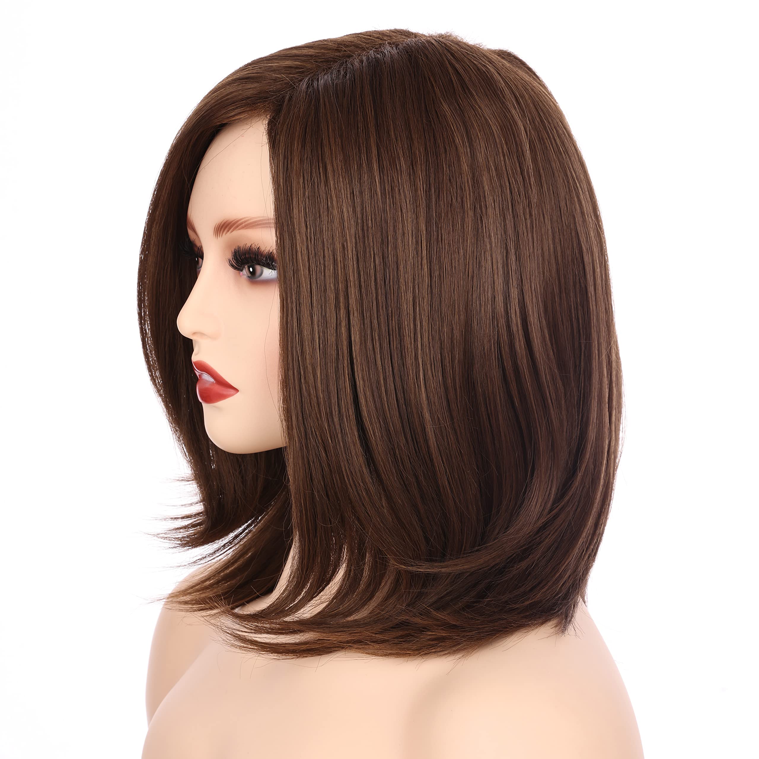 Onedor 11'' Short Straight Middle Part Synthetic Heat Resistant Bob Wigs, Full Head Hair Wigs For Women, Girls (Rl6/8)