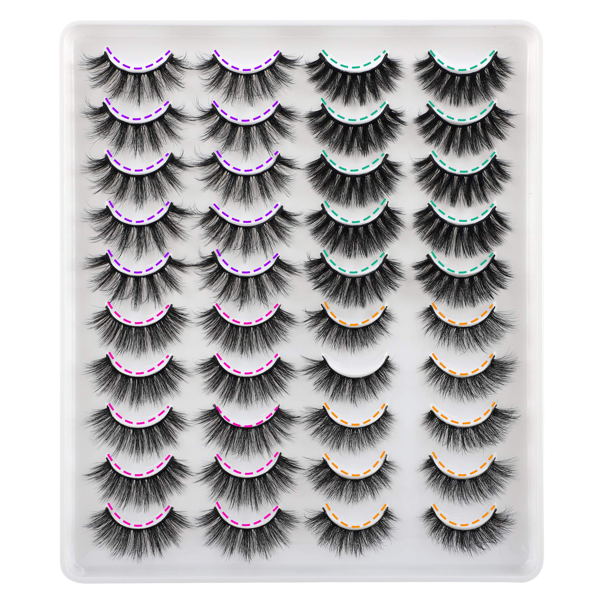 Jimire 20 Pairs False Eyelashes 4 Styles Fluffy Eyelashes Pack 3D Volume Faux Mink Lashes Packs