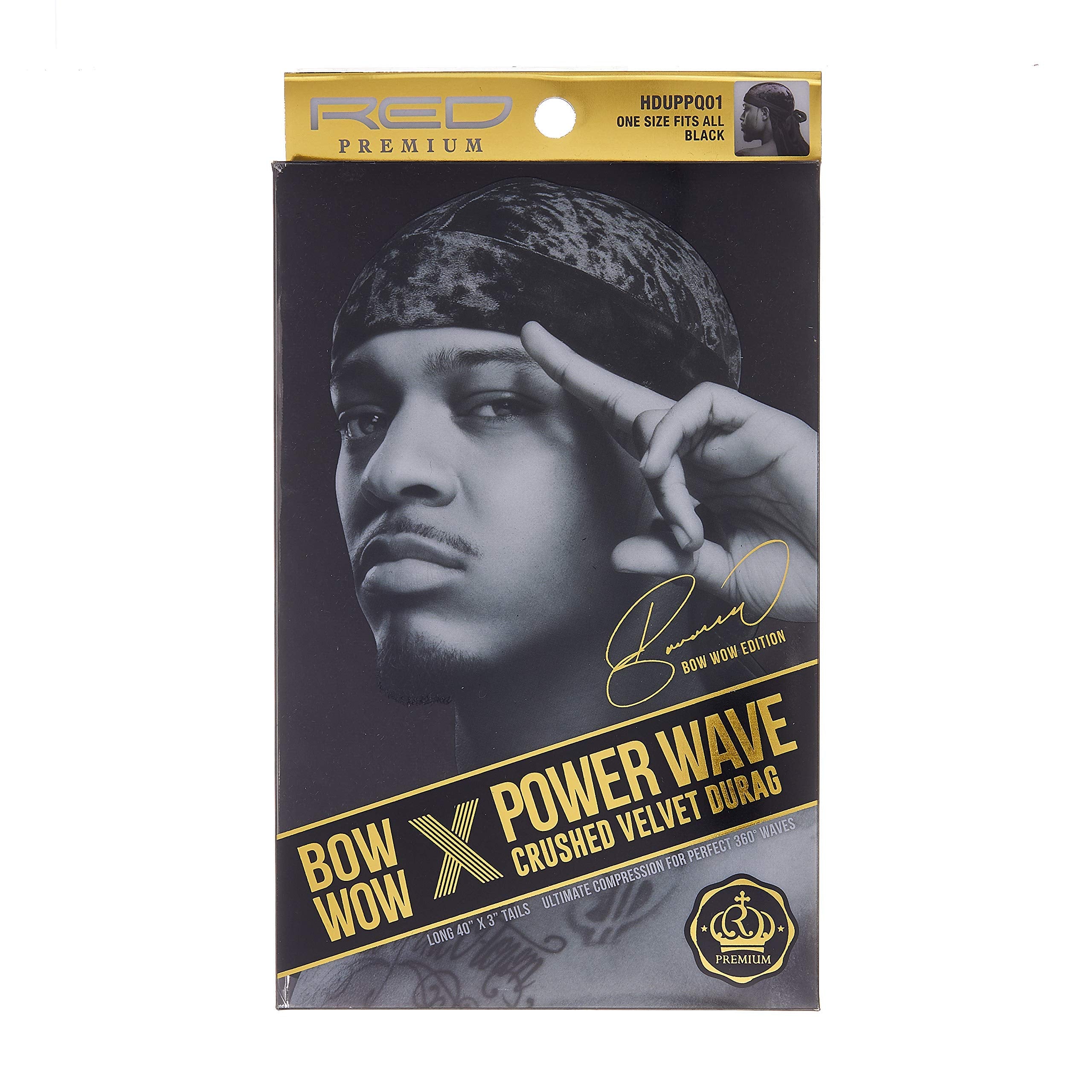 RED Premium Bow Wow X Power Wave Crushed Velvet Durag (Black)