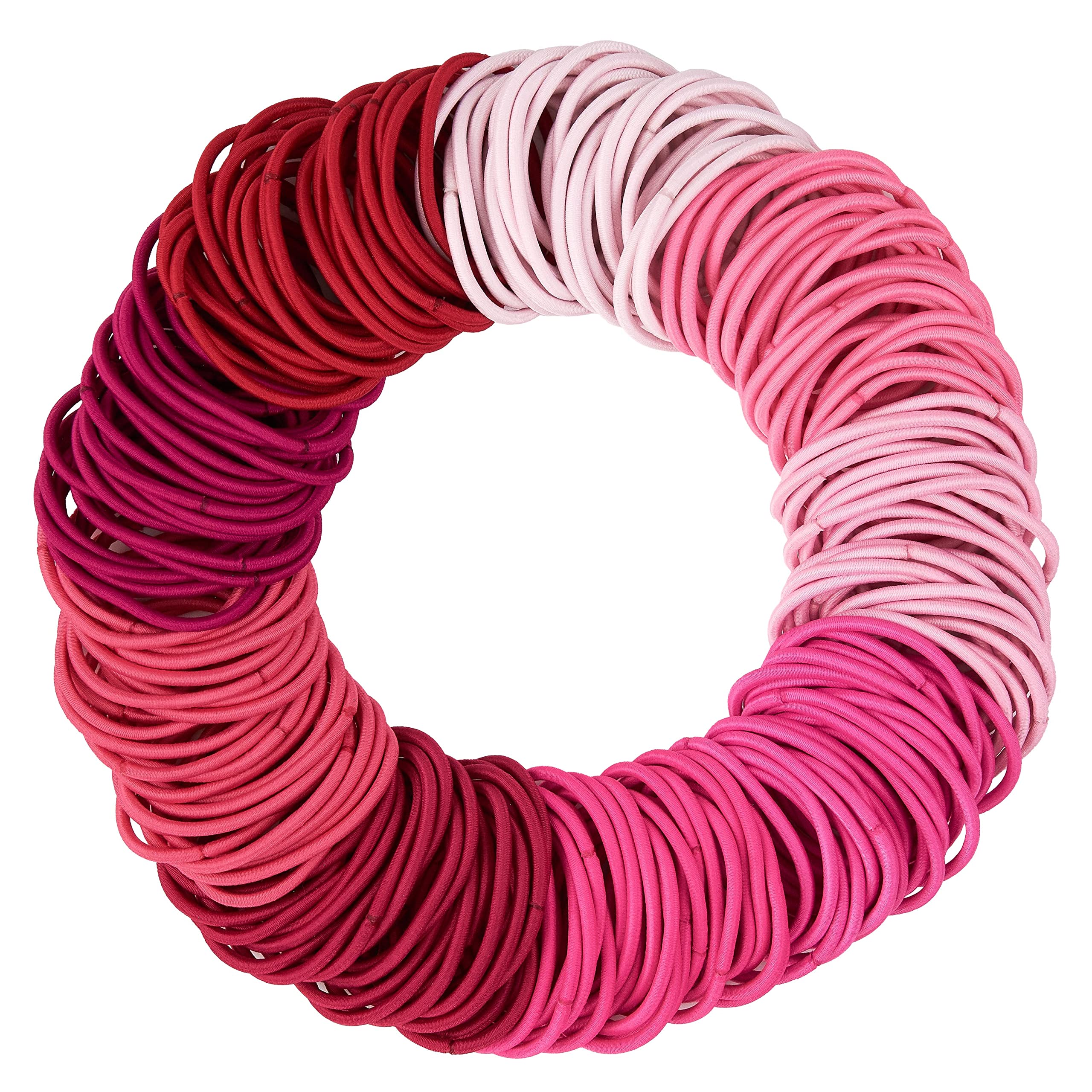 Expressions 216-Piece Hair Ties, 4mm Hair Elastics Shades Of Pink Colors Value Pack, No Metal Hair Bands for Women, Durable Pony