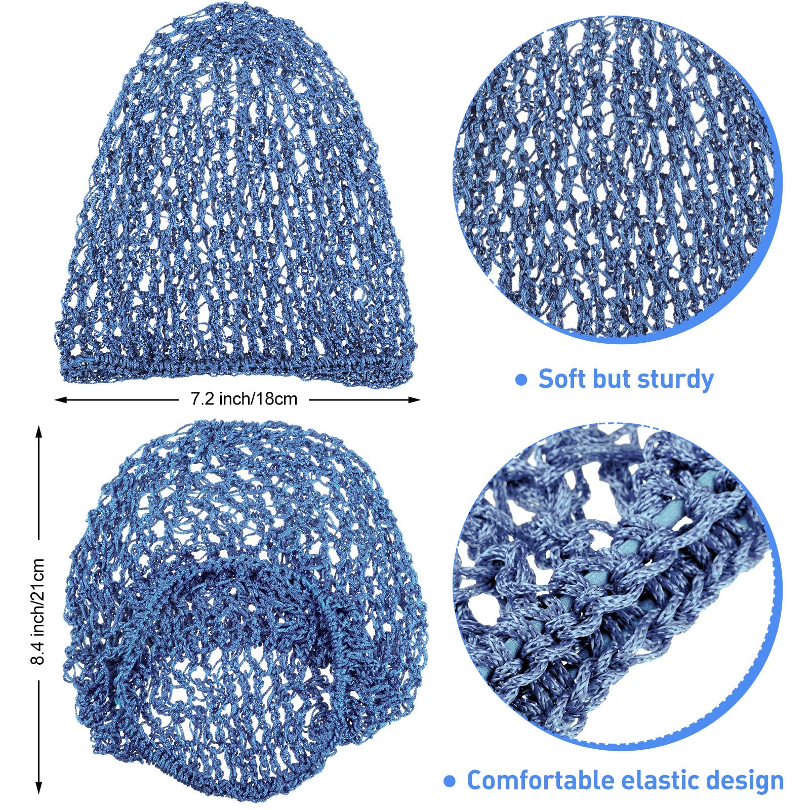 Waydress 2 Pieces Mesh Hair Net Rayon Knit Snood Women Crocheted Sleep Cap (Blue, Pink)