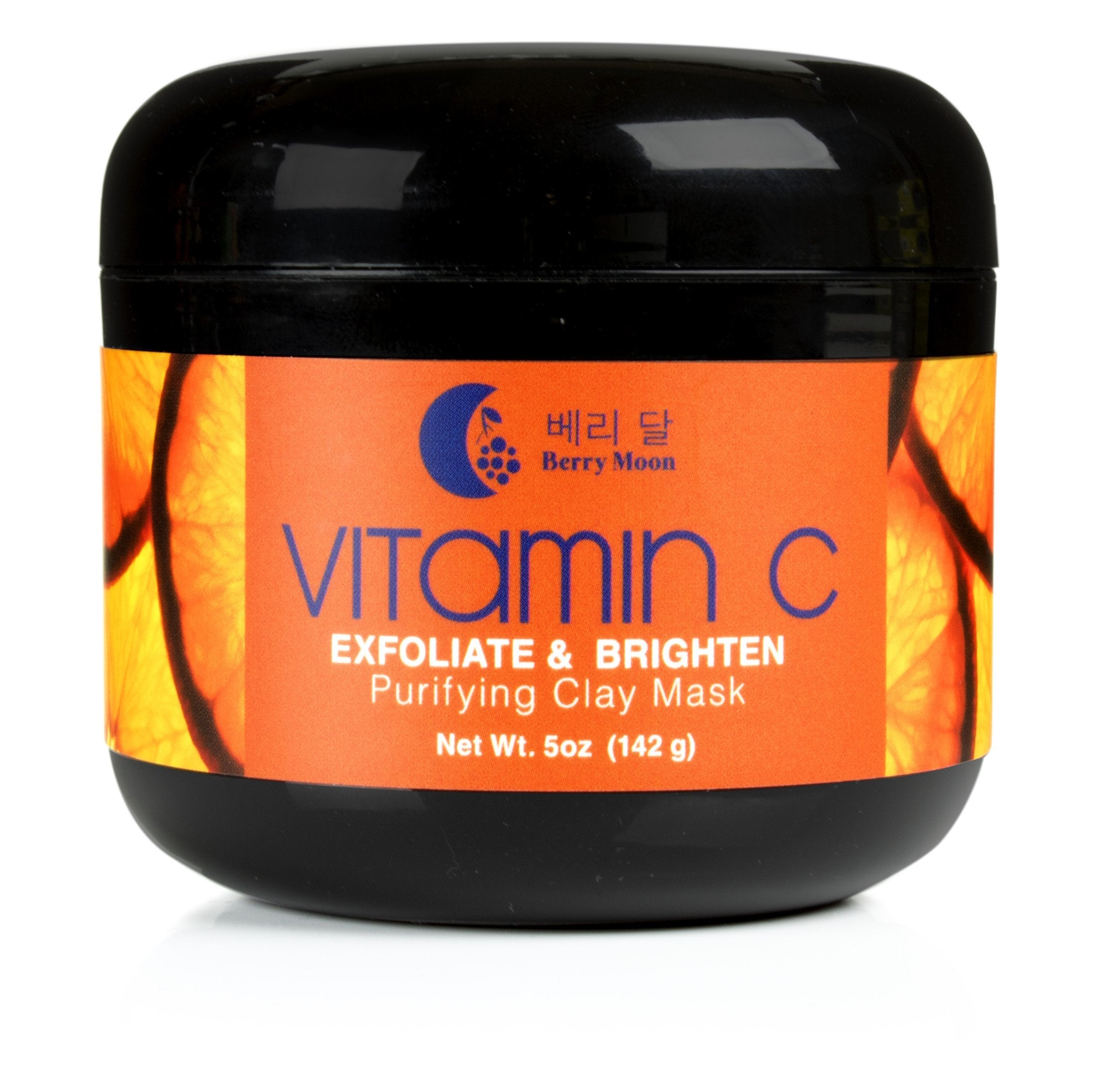 Berry Moon Anti-aging Vitamin C Clay Mask for rough skin, clogged pores, wrinkles, dark spots. With Hyaluronic Acid, Ferulic Aci