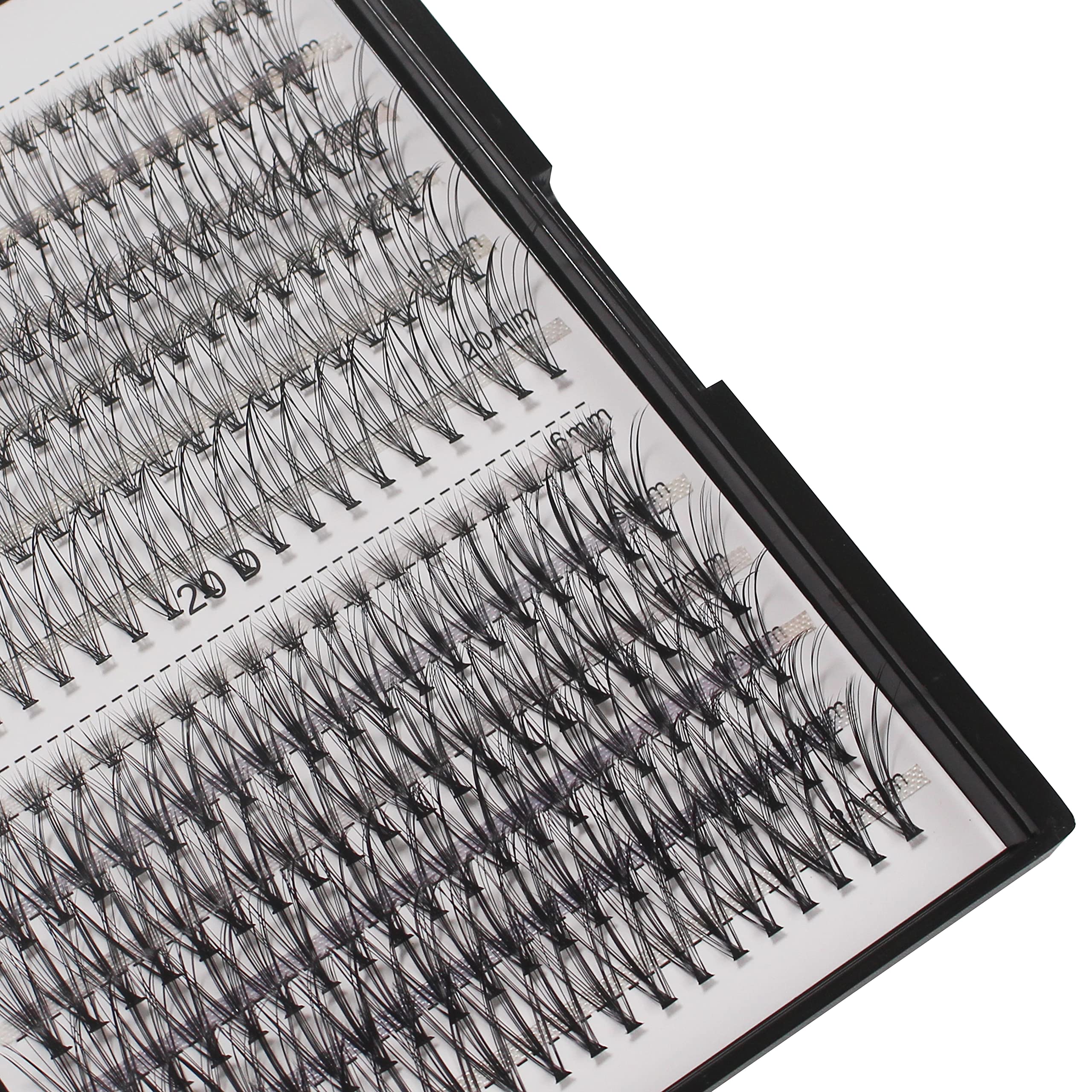 Bodermincer 240Pcs C Curl 10D/20D Cluster Eyelashes Mixed 16/17/18/19/20Mm And Under Eyelashes Mixed Professional Makeup Individ