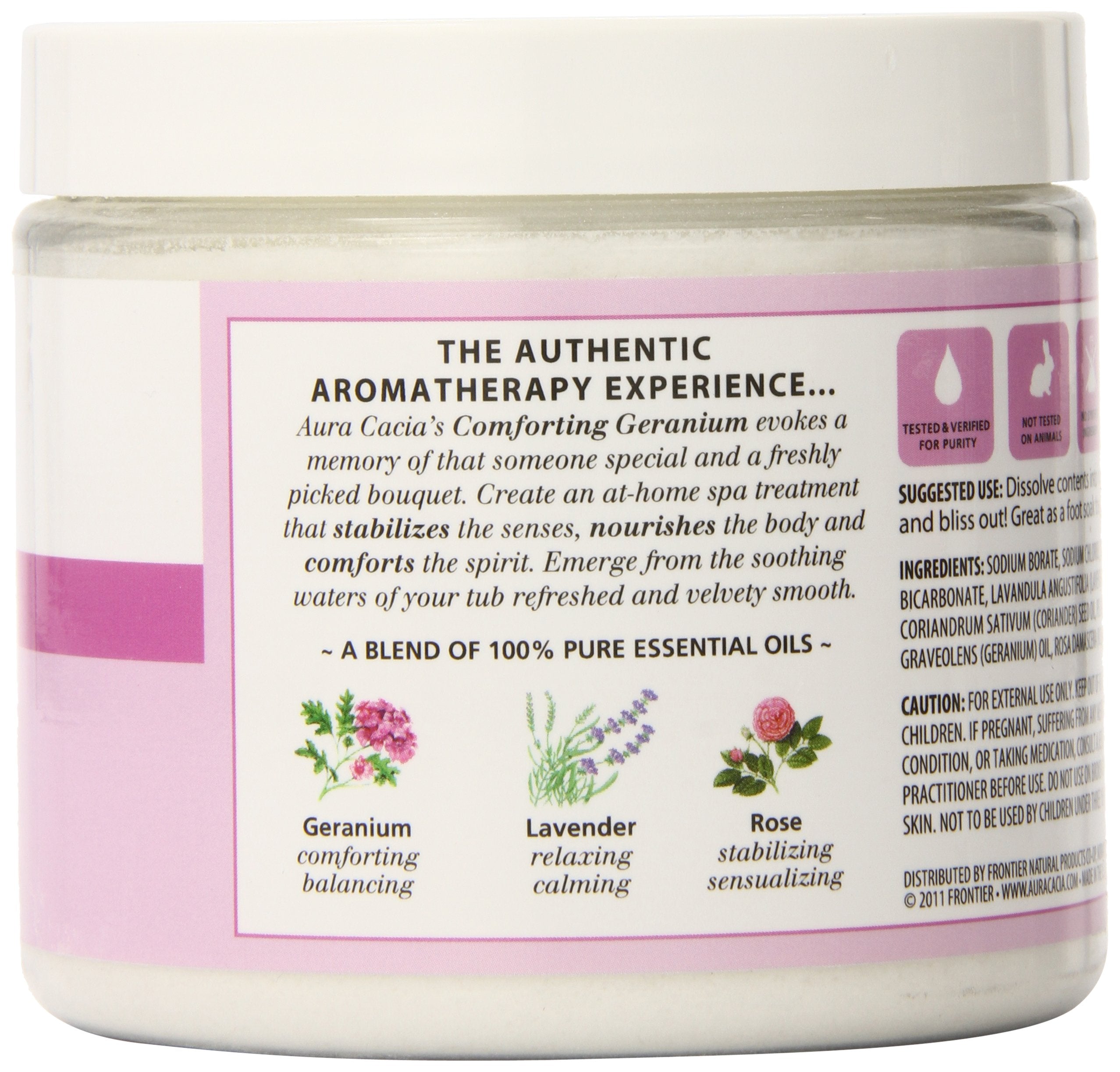 Aura Cacia Aromatherapy Mineral Bath, Comforting Geranium, 16 ounce jar