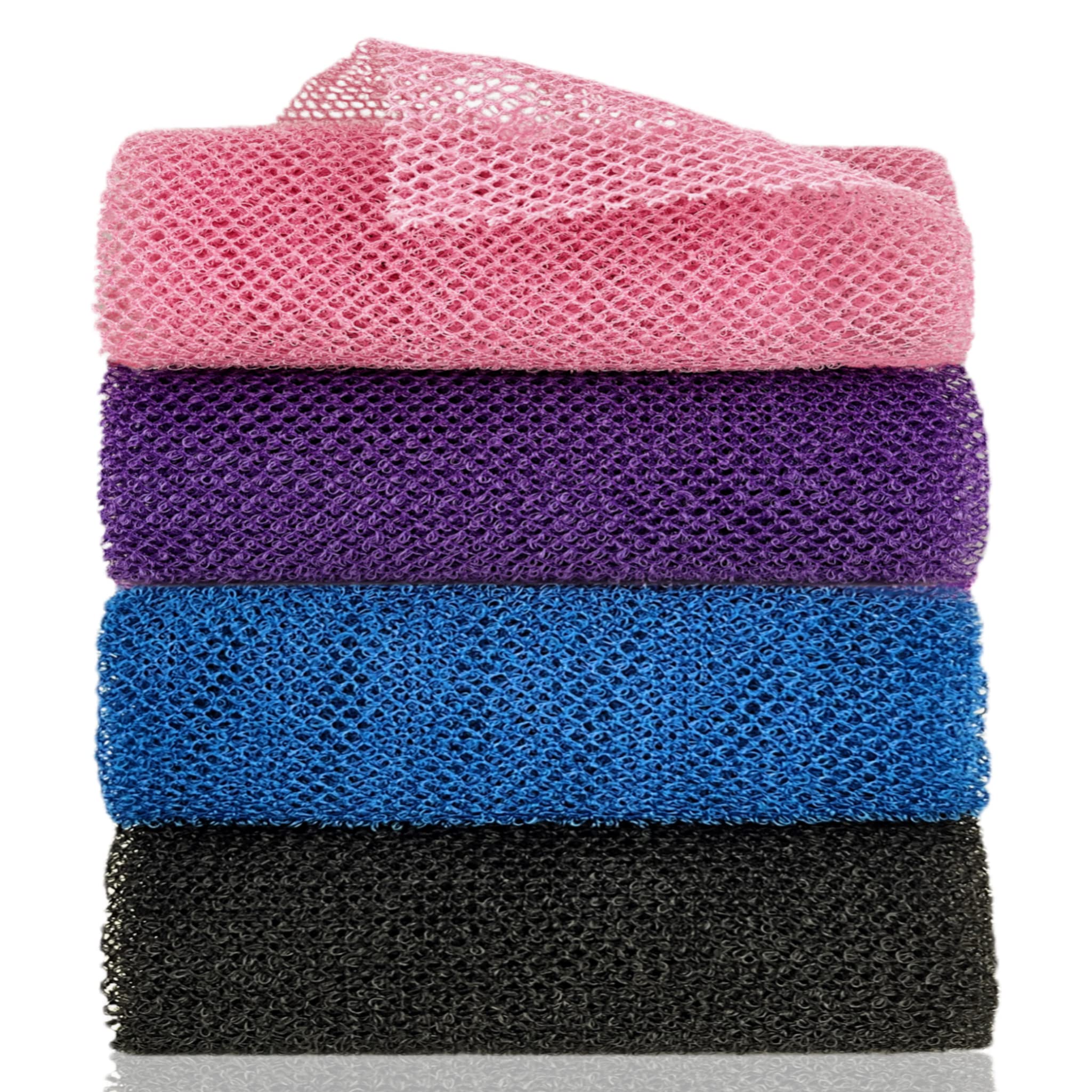 African Exfoliating Net, 4 Pieces African Net Sponge, Nylon African Bath Sponge Net, African Net Long Net Bath Sponge Shower Bod