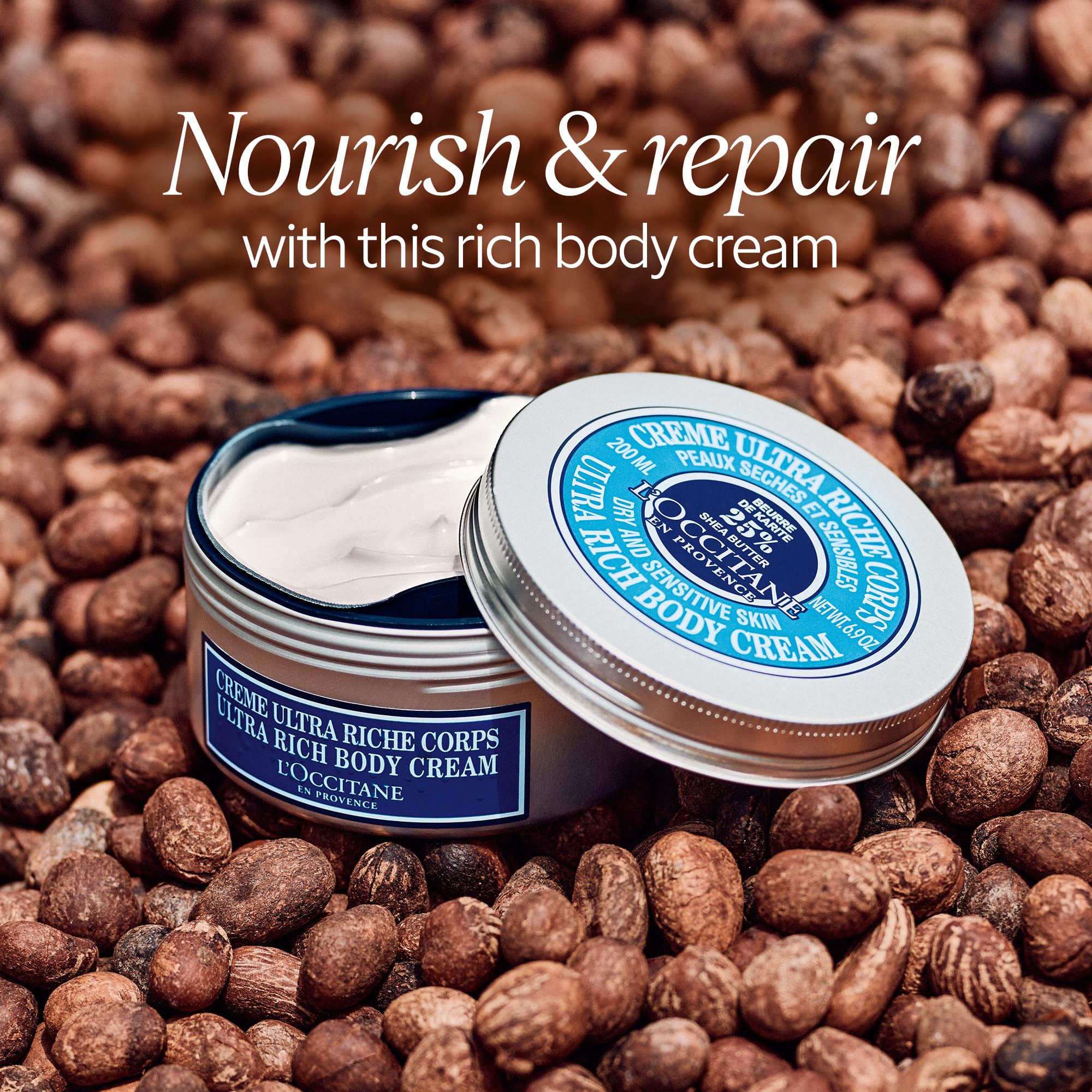 LOCCITANE Ultra Rich Body Cream Refill: 25% Shea Butter, Reduce Waste, Moisturize, Nourish, With Organic Shea Butter, Sensitive-