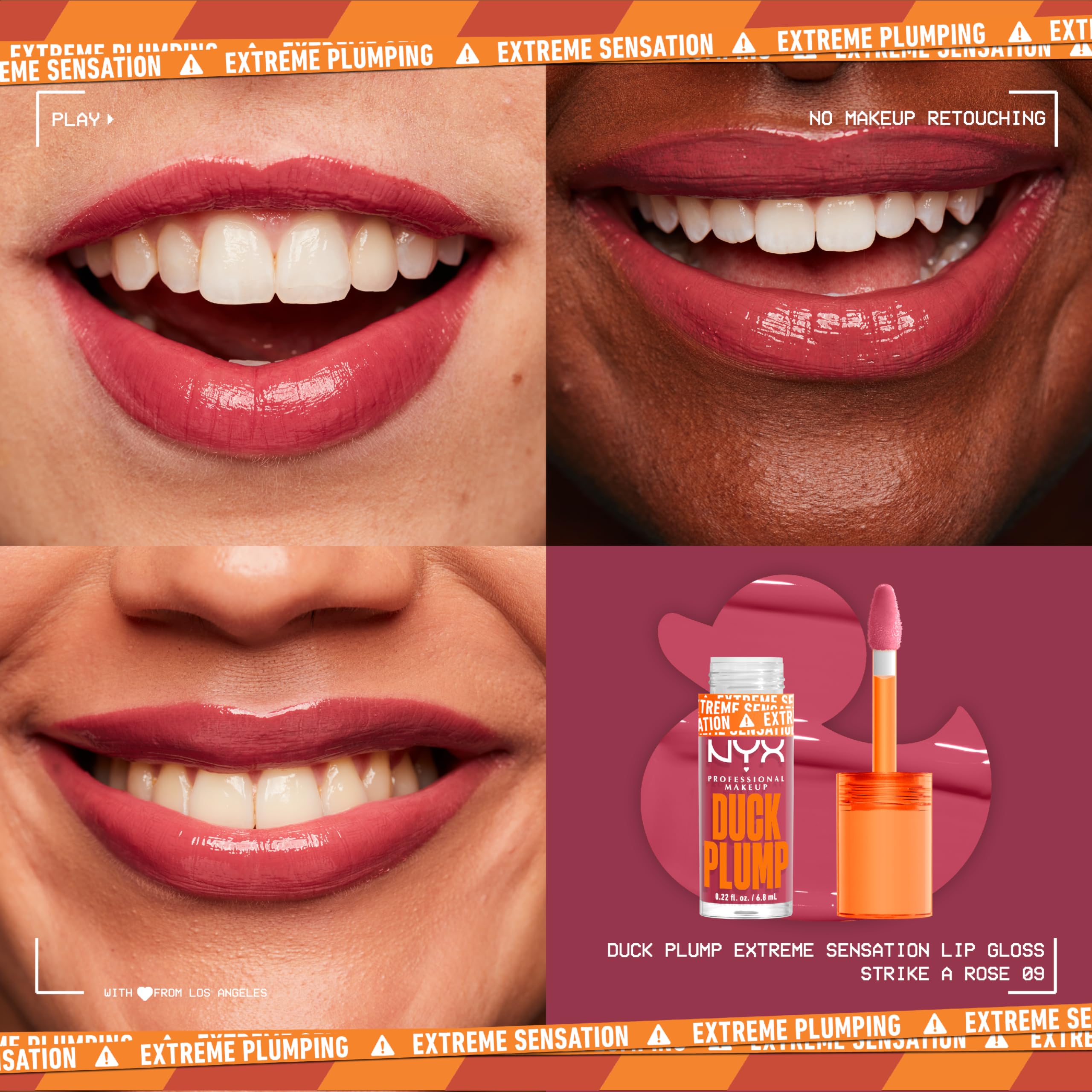 NYX PROFESSIONAL MAKEUP Duck Plump High Pigment Plumping Lip Gloss with Spicy Ginger, Vegan Lip Makeup - Strike A Rose (Dusty Ro