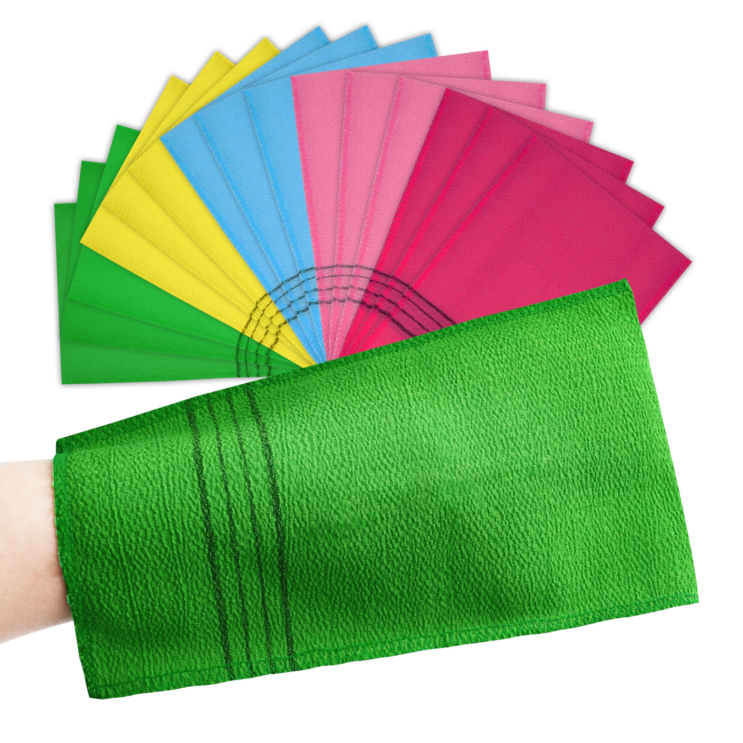 15 Pcs Korean Exfoliating Mitt, 9  5.5 In Gentle Exfoliating Korean Scrub Mitt, Large Korean Washcloth Exfoliating, Colorful Kor