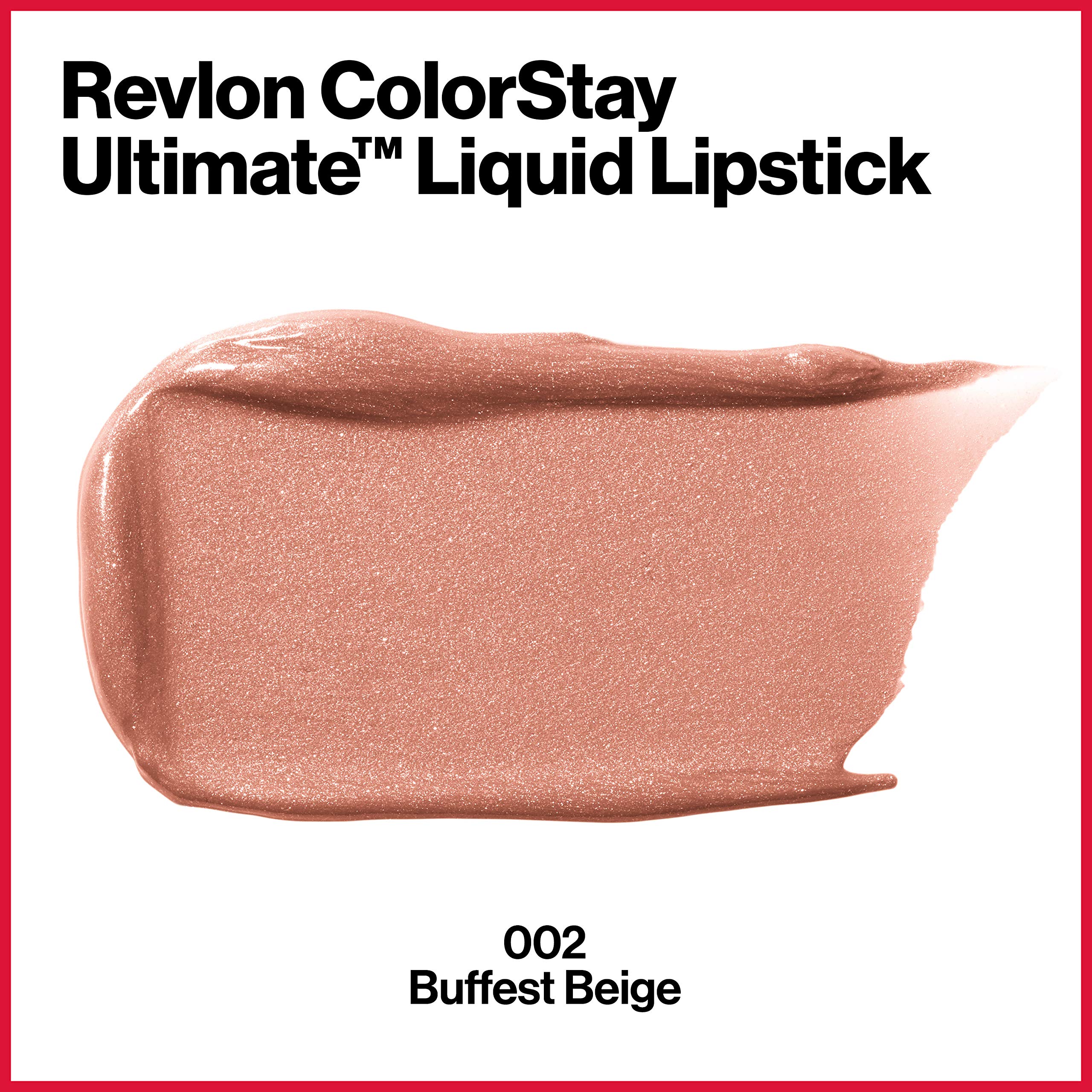 Revlon Colorstay Ultimate Liquid Lipstick, Satin-Finish Longwear Full Coverage Lip Color, Buffest Beige (002), 0.07 Oz