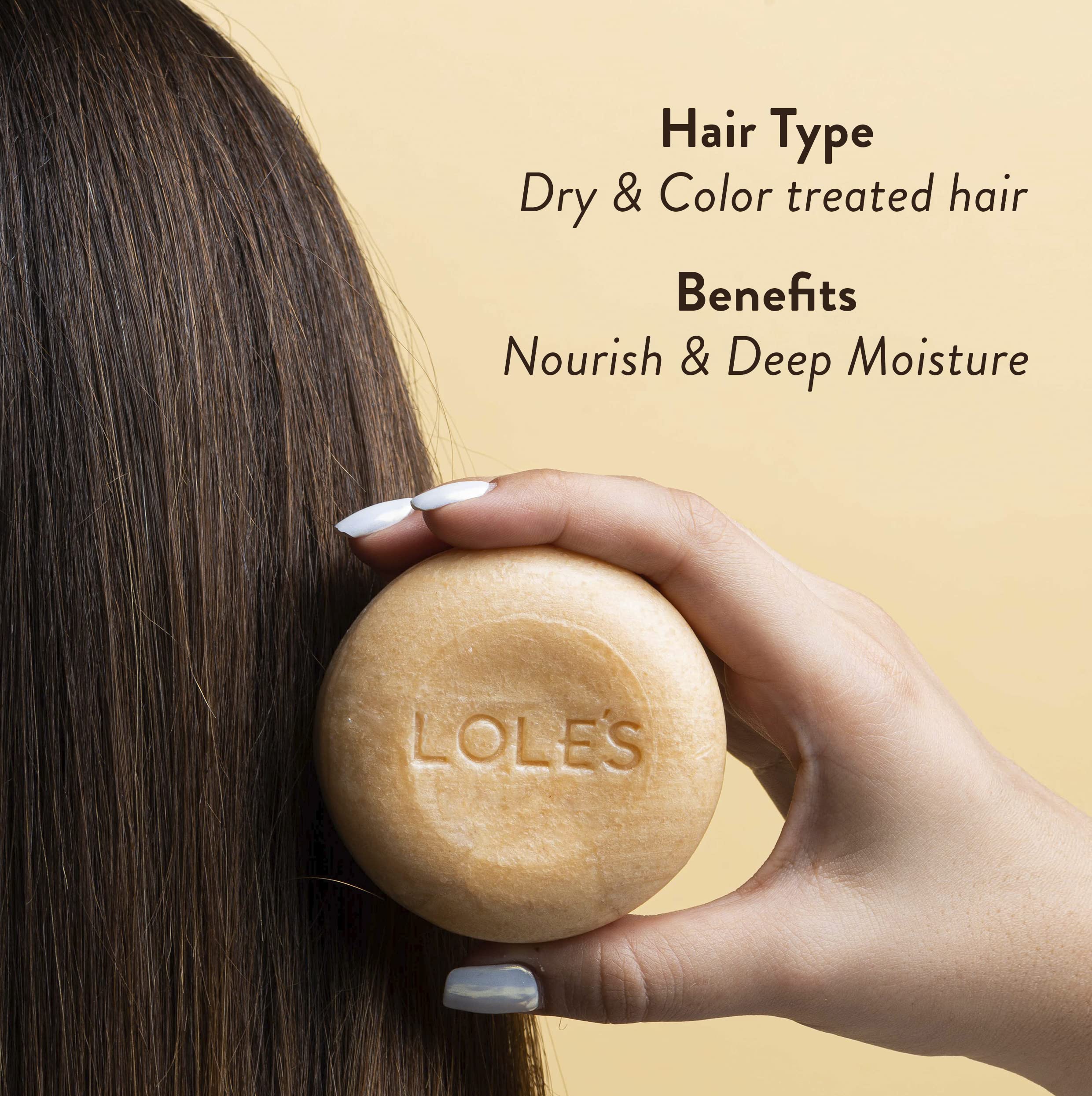 Lole'S Shampoo Bar With Conditioner, Almond Oil For Dry & Colour Treated Hair, Nourish & Deep Moisture, Eco-Friendly, 99% Natura