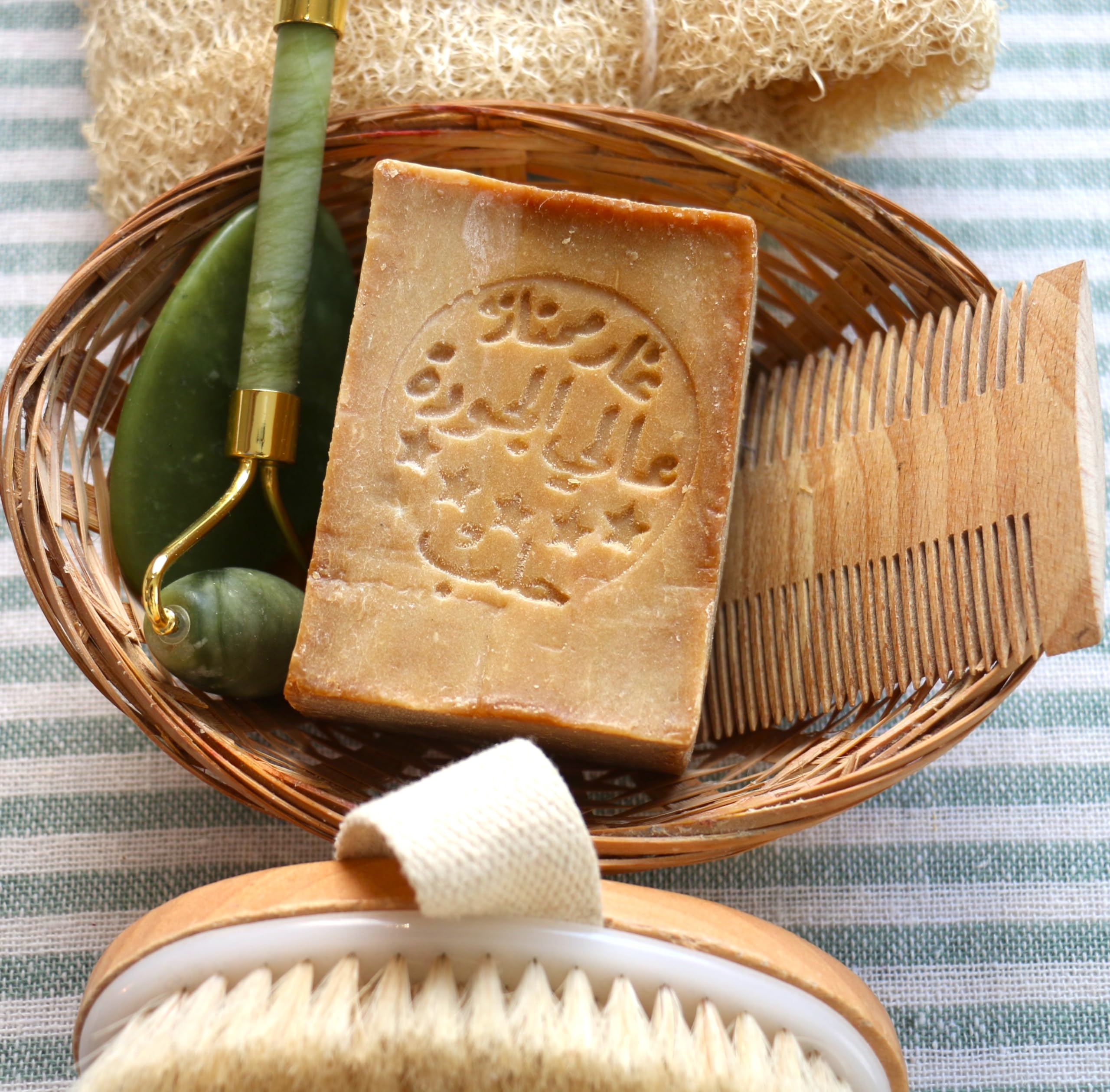 Jusiza - Aleppo Soap - 7 Oz -%20 Laurel Oil,%80 Olive Oil, Traditional Production, Natural - Vegan - Handmade