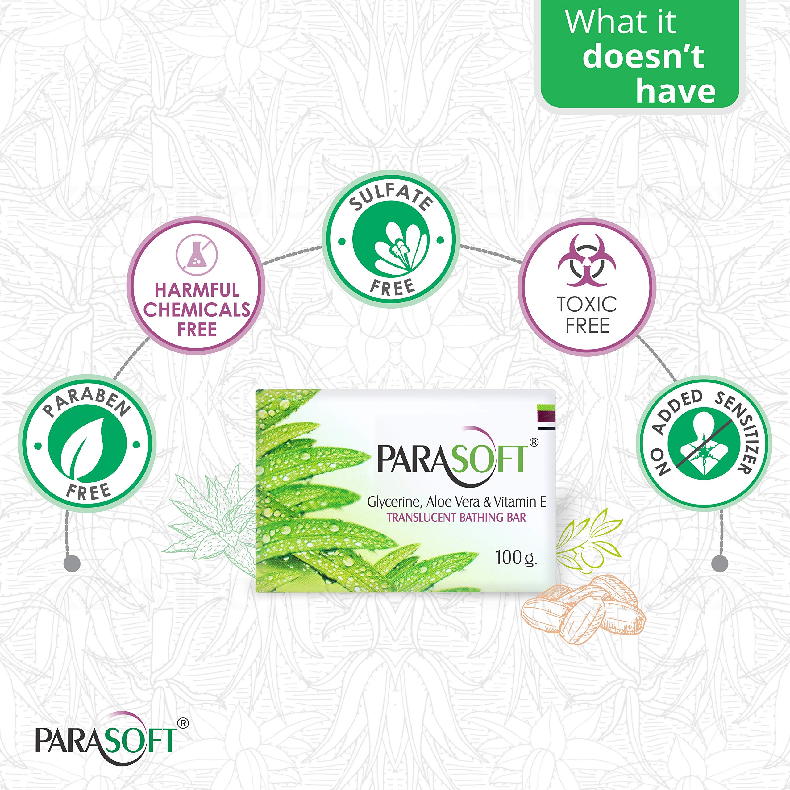Parasoft Moisturising Cleansing Body Soap For Dry Skin with Goodness of Aloe Vera, Glycerine & Vitamin E For Purification, Sensi