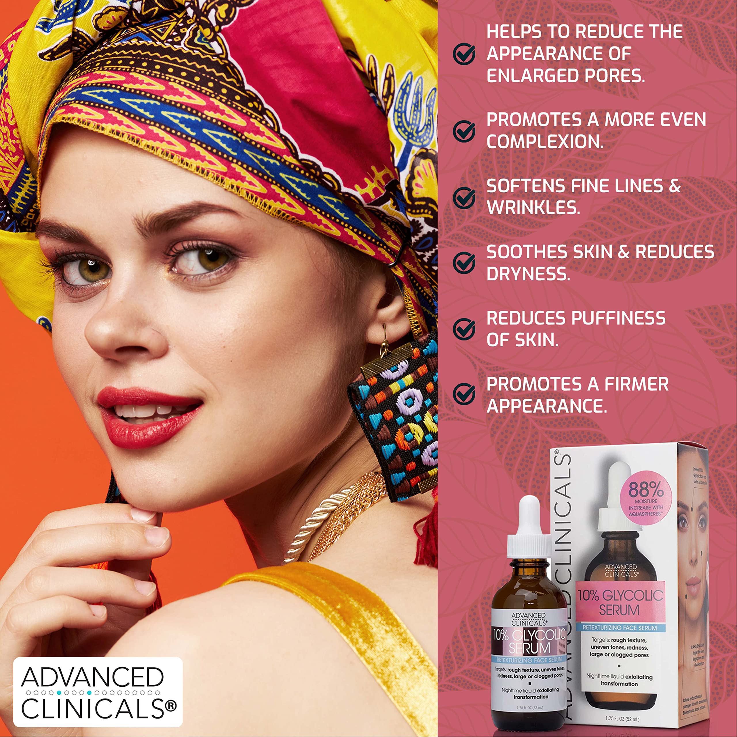 Advanced Clinicals 10% Glycolic Acid Peel Serum + Salicylic Acid Skin Care Treatment For Face. Gentle Facial Formula Targets Fin