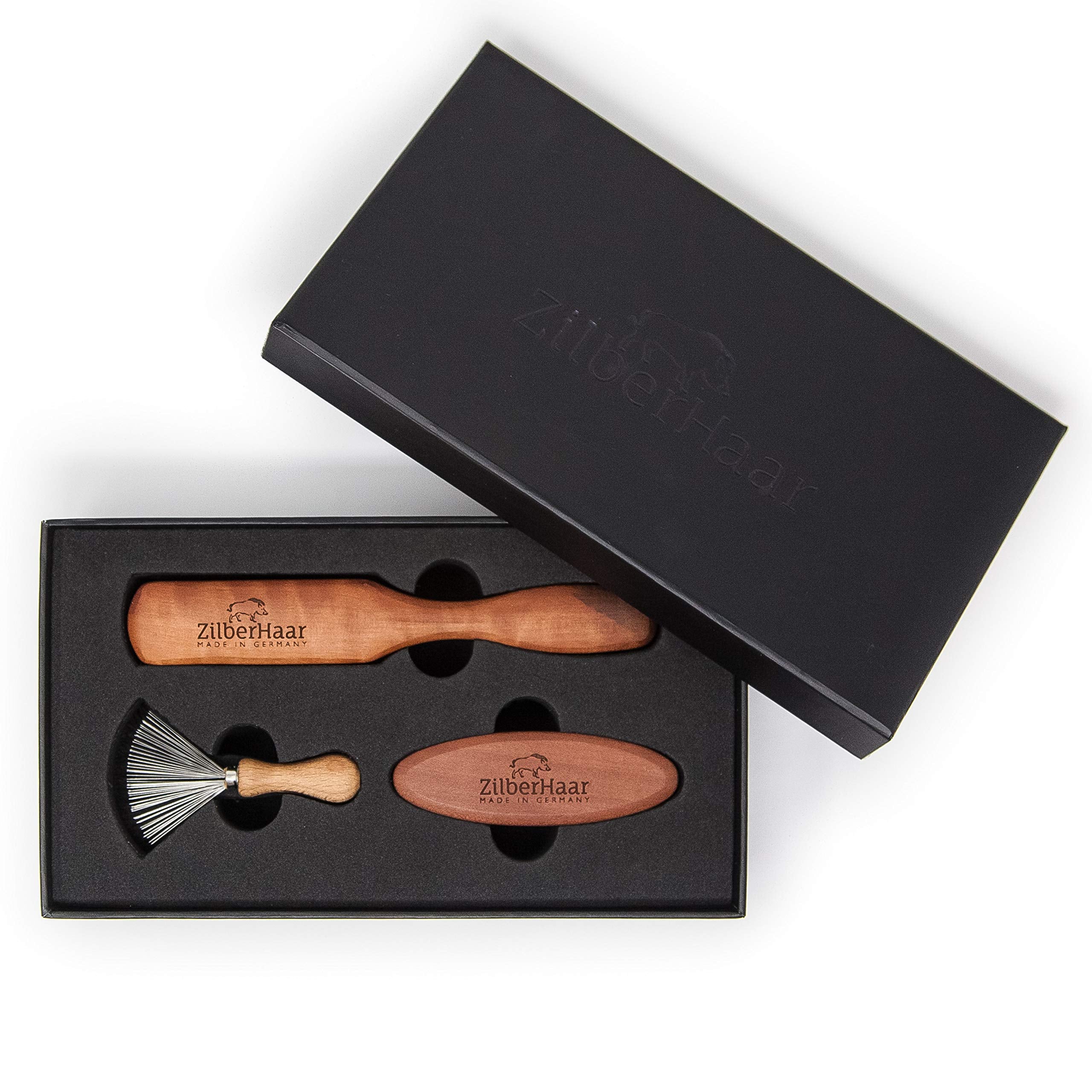 Zilberhaar Beard Brush Grooming Kit (Soft Version) 2Nd Cut Boar Bristles - Ideal For Stubbles And Short To Medium Beards - Distr