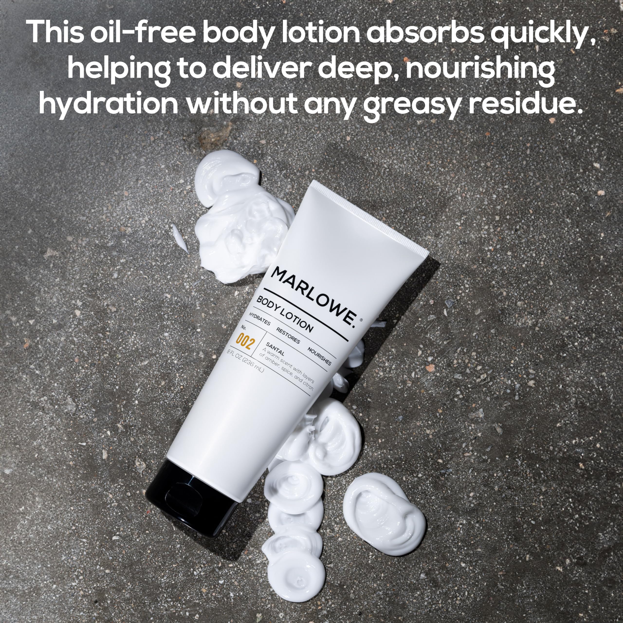 Marlowe. No. 002 Santal Body Lotion 8 Oz, Moisturizing & Nourishing Daily Dry Skin Lotion For Men, Made With Hydrating Natural A