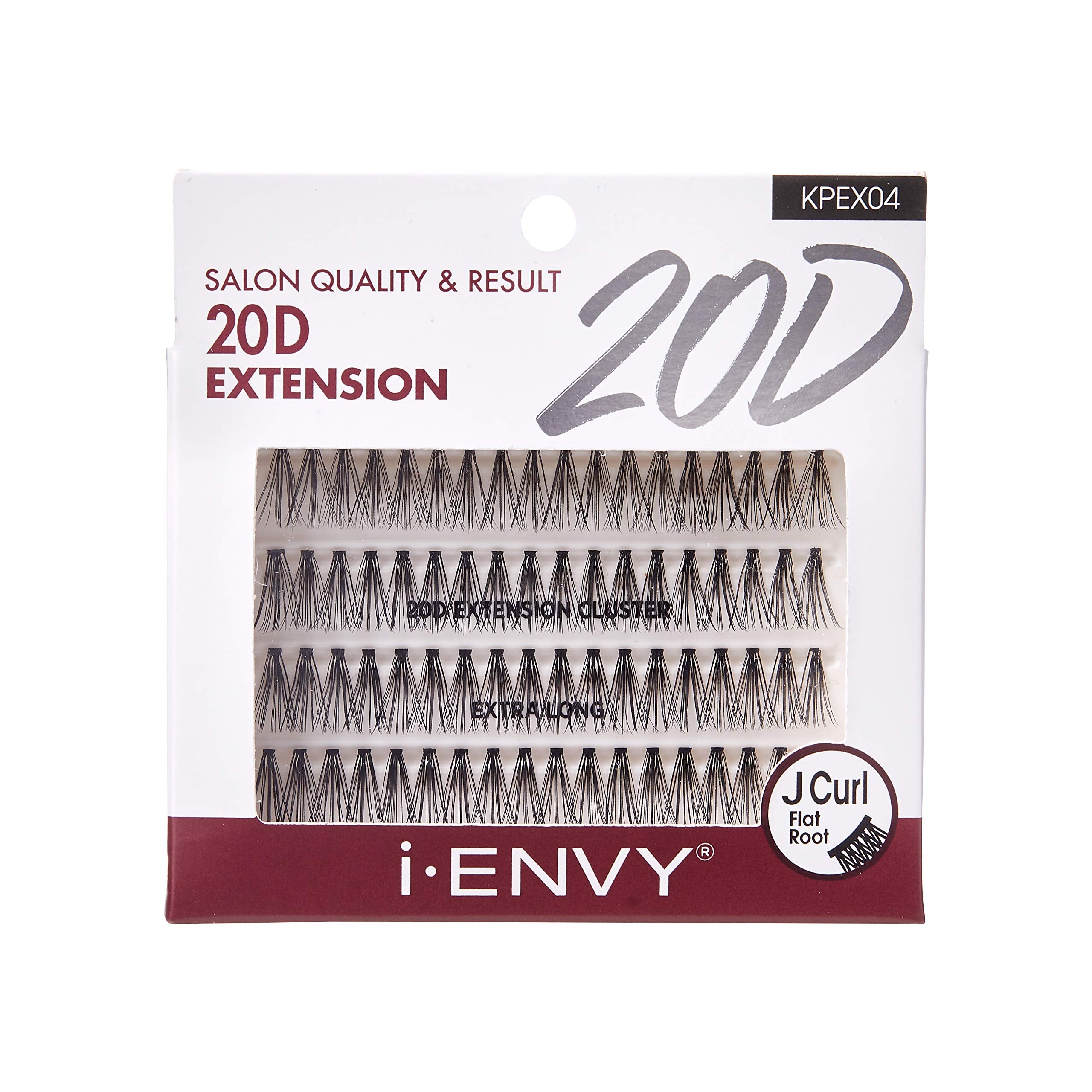 i-ENVY 20D Extension Cluster Individual Lashes (Extra Long, 2 PACK) Flat Root Seamless Application Perfect For DIY Lash Extensio