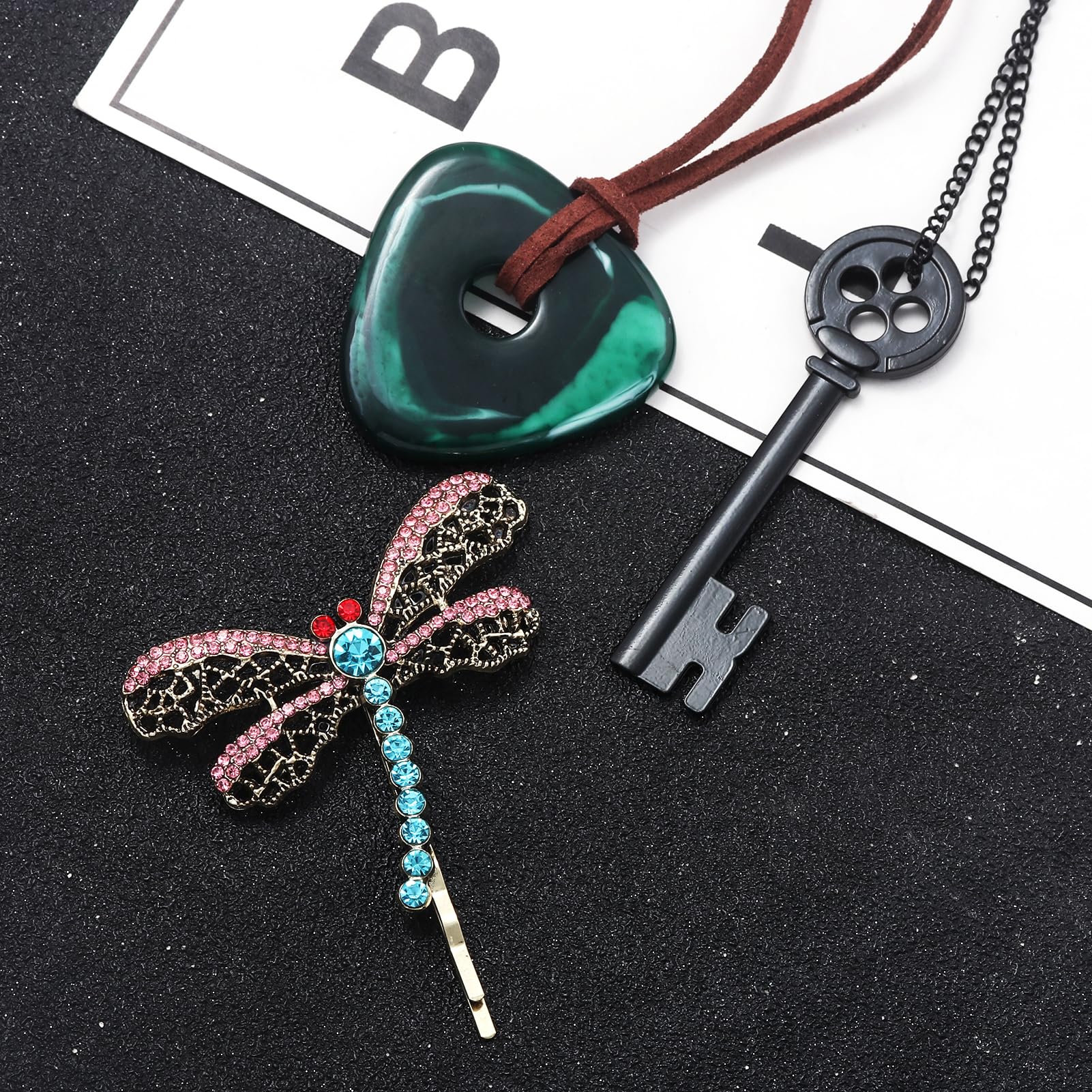 Key Seeing Stone Necklace Set - Halloween Costume Jewelry Gift for Women Men and Fans