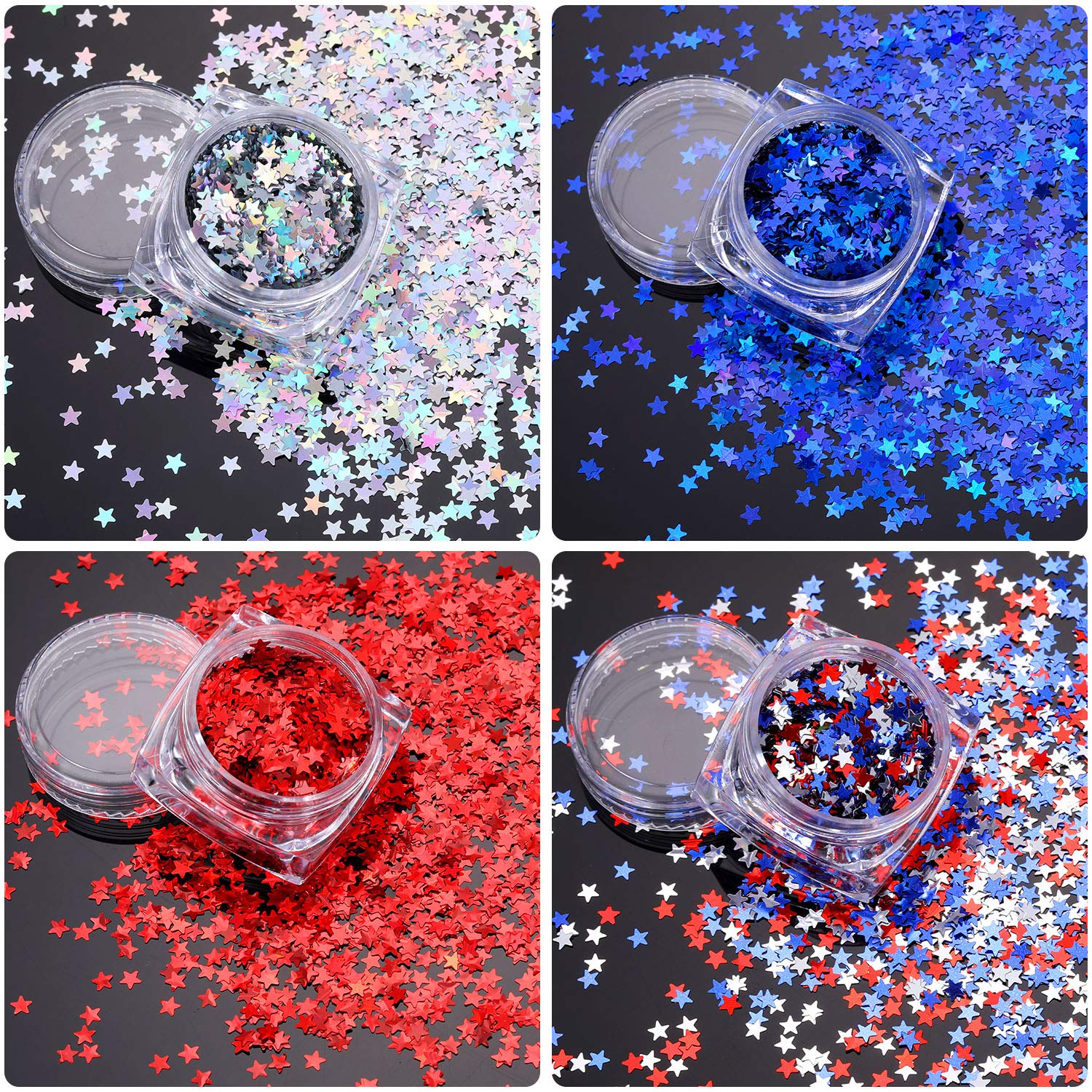 12 Boxes 4Th Of July Star Nail Art Sequins Glitter Nail Art Confetti Star Shaped Manicure Decorations For Nails Art Eye Face Bod
