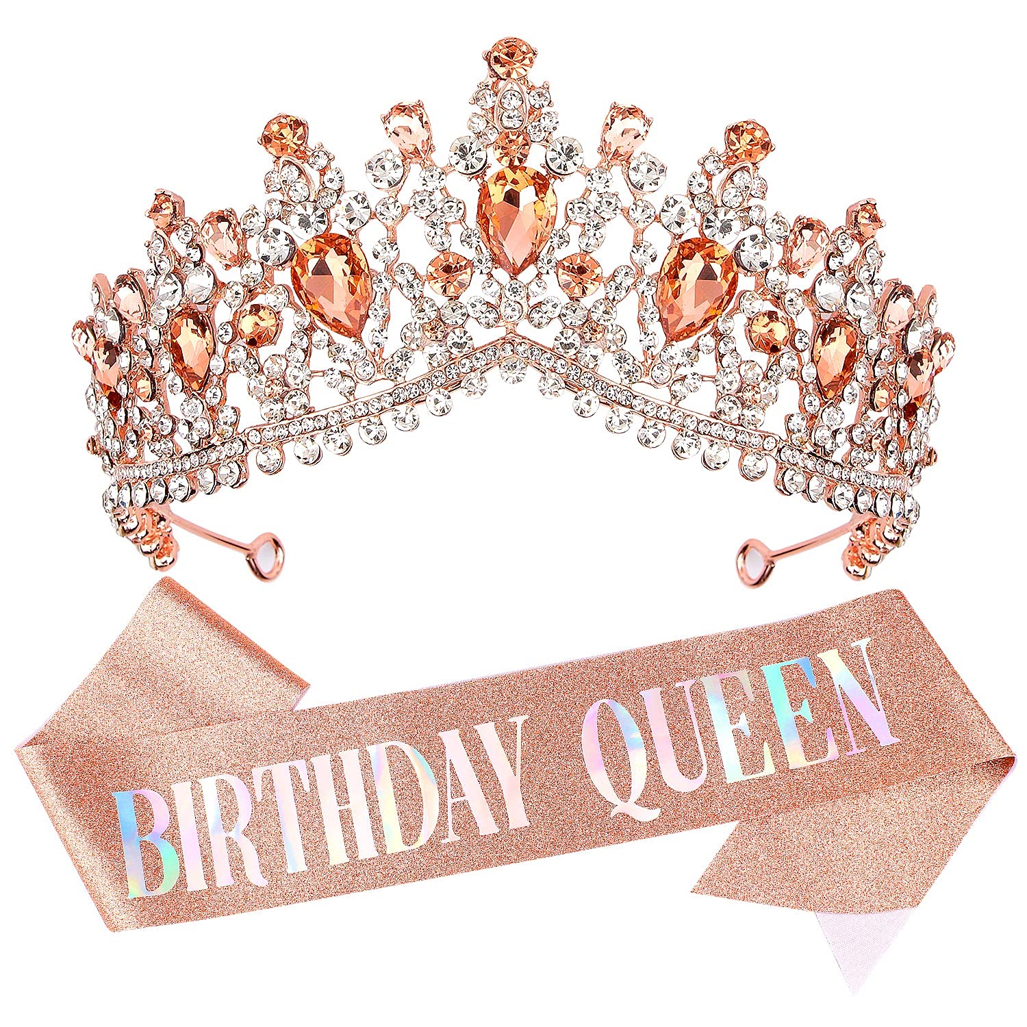Birthday Tiara for Women, Birthday Sash and Tiaras for Women, Happy Birthday Queen Crown for Women, Birthday Crowns for Women wi