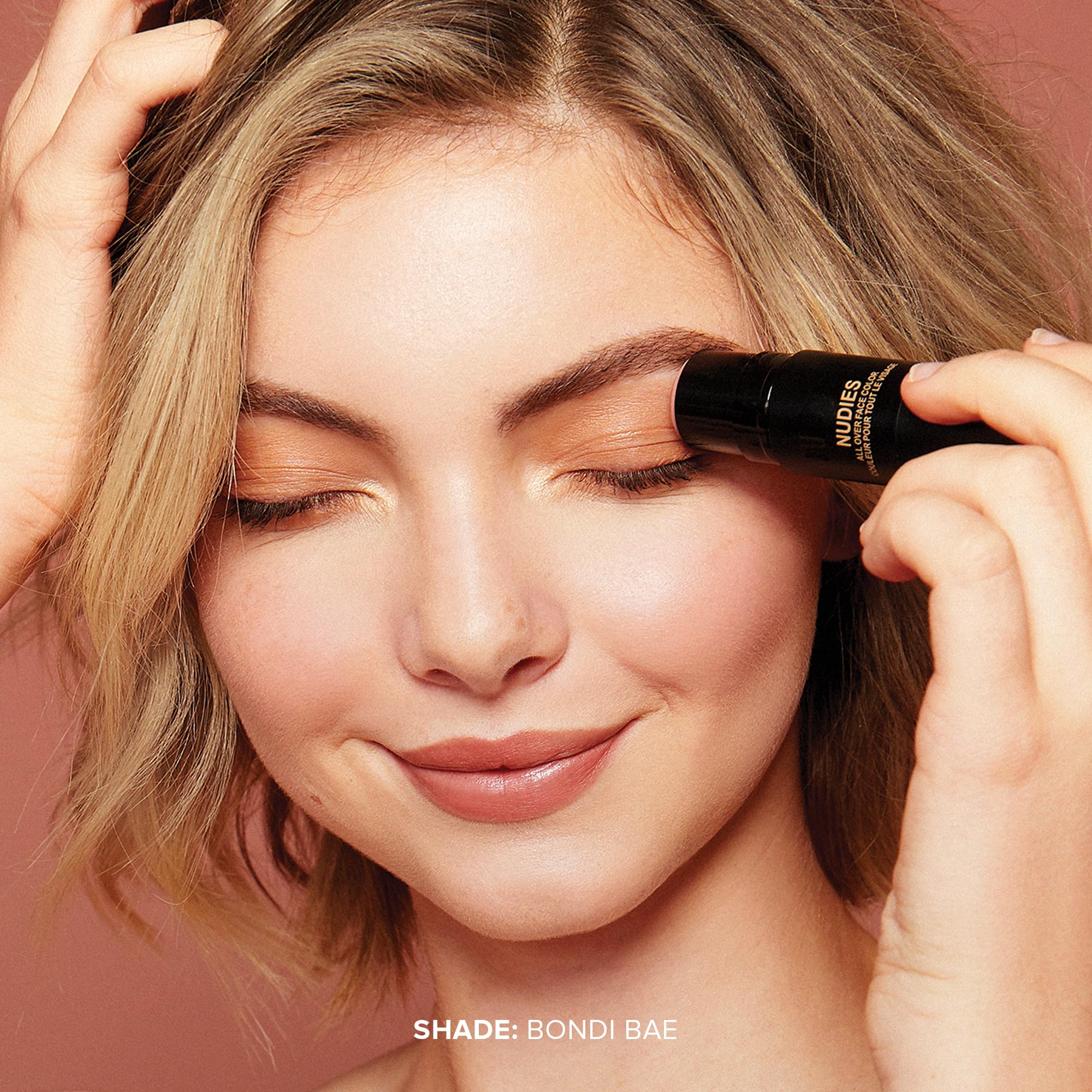 Nudestix Nudies Matte Cream Bronzer 3-In-1 All Over Face Colour For Face, Eyes, And Lips W/Blending Brush (Bondi Bae)