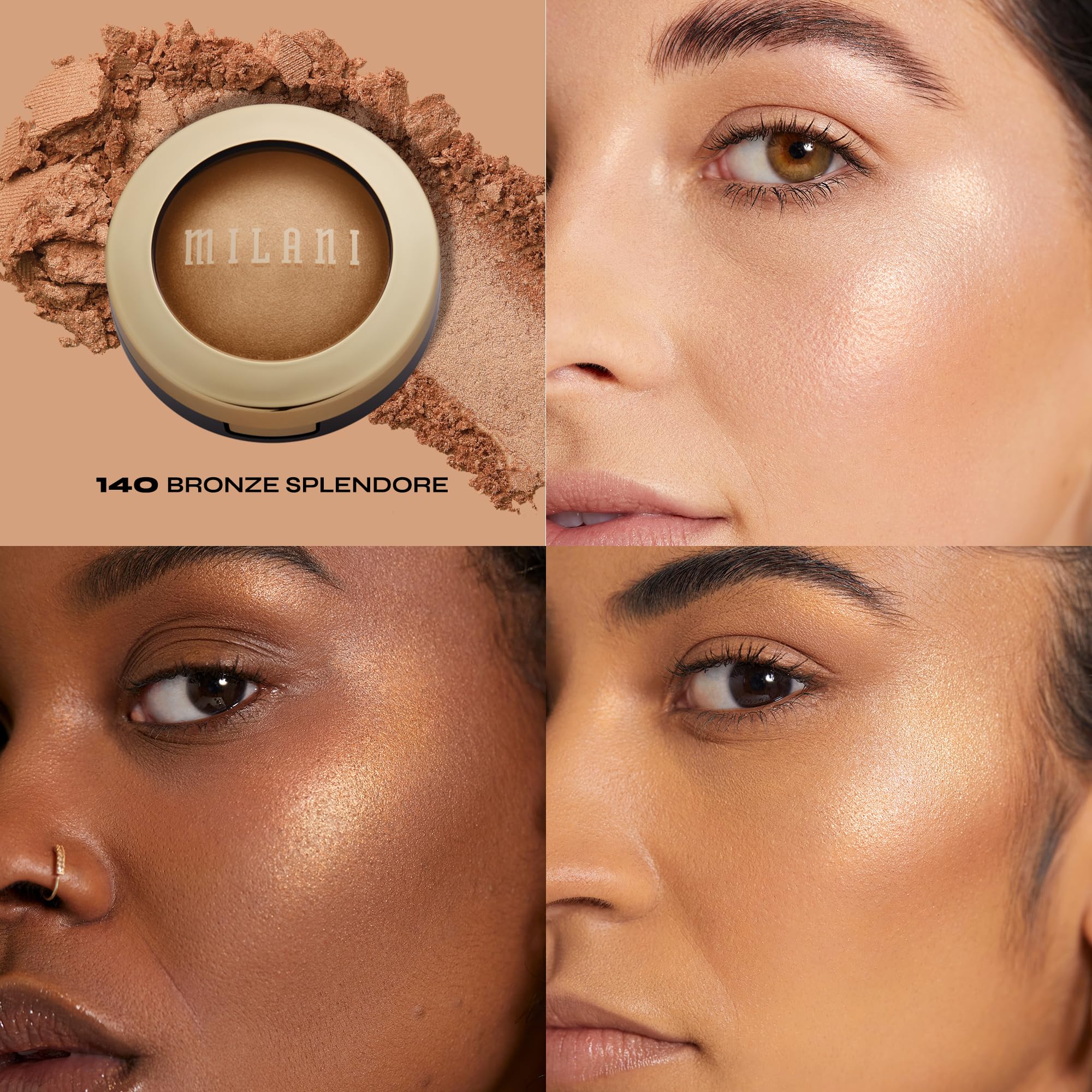 Milani Baked Highlighter (Bronze Splendore) - Cruelty-Free Powder Highlighter, Highlight Face For A Shimmery Or Matte Finish