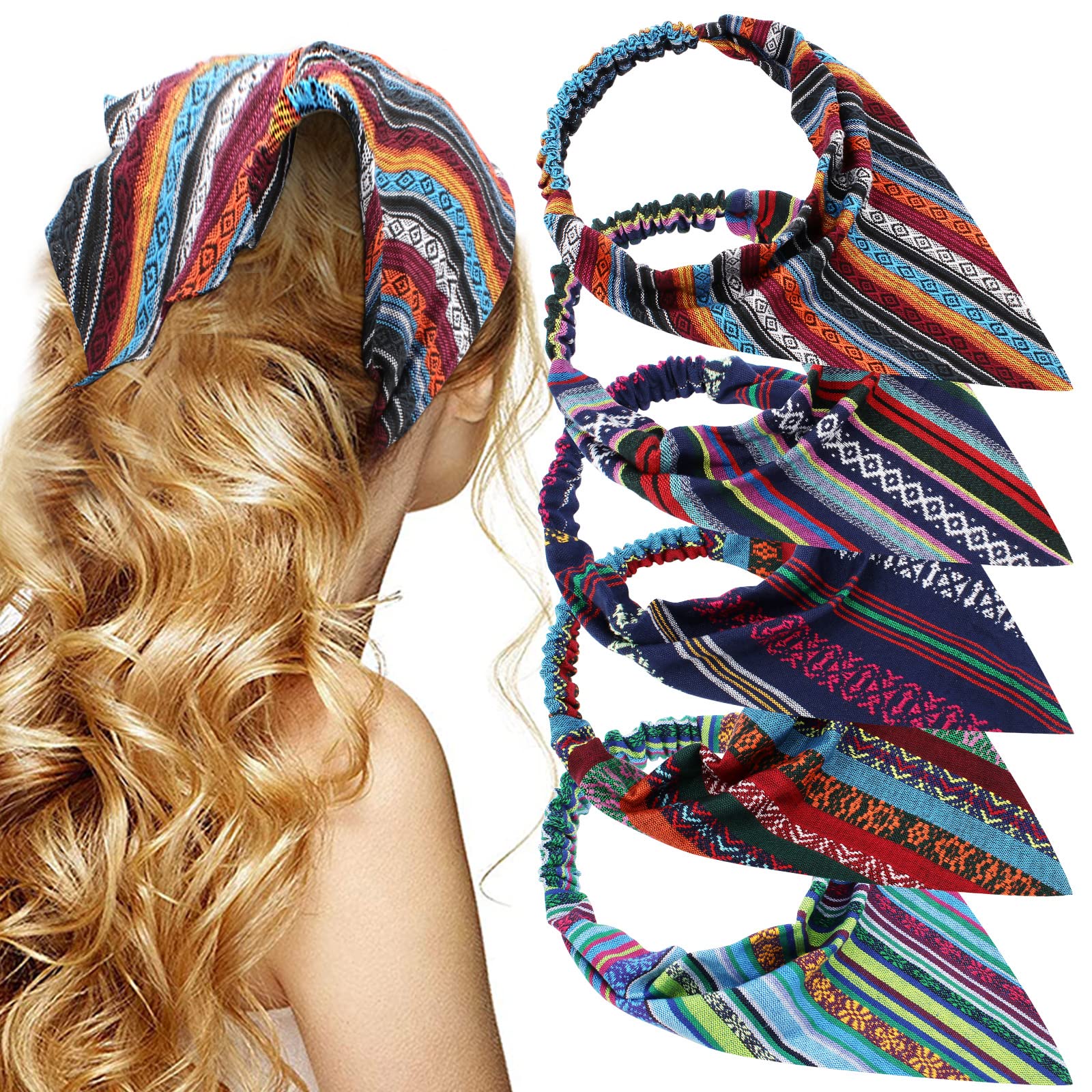 TOBATOBA Boho Headbands for Women - 5 Pcs Hair Accessories Featuring Headbands, Bandanas, and Head Scarves for Women and Girls