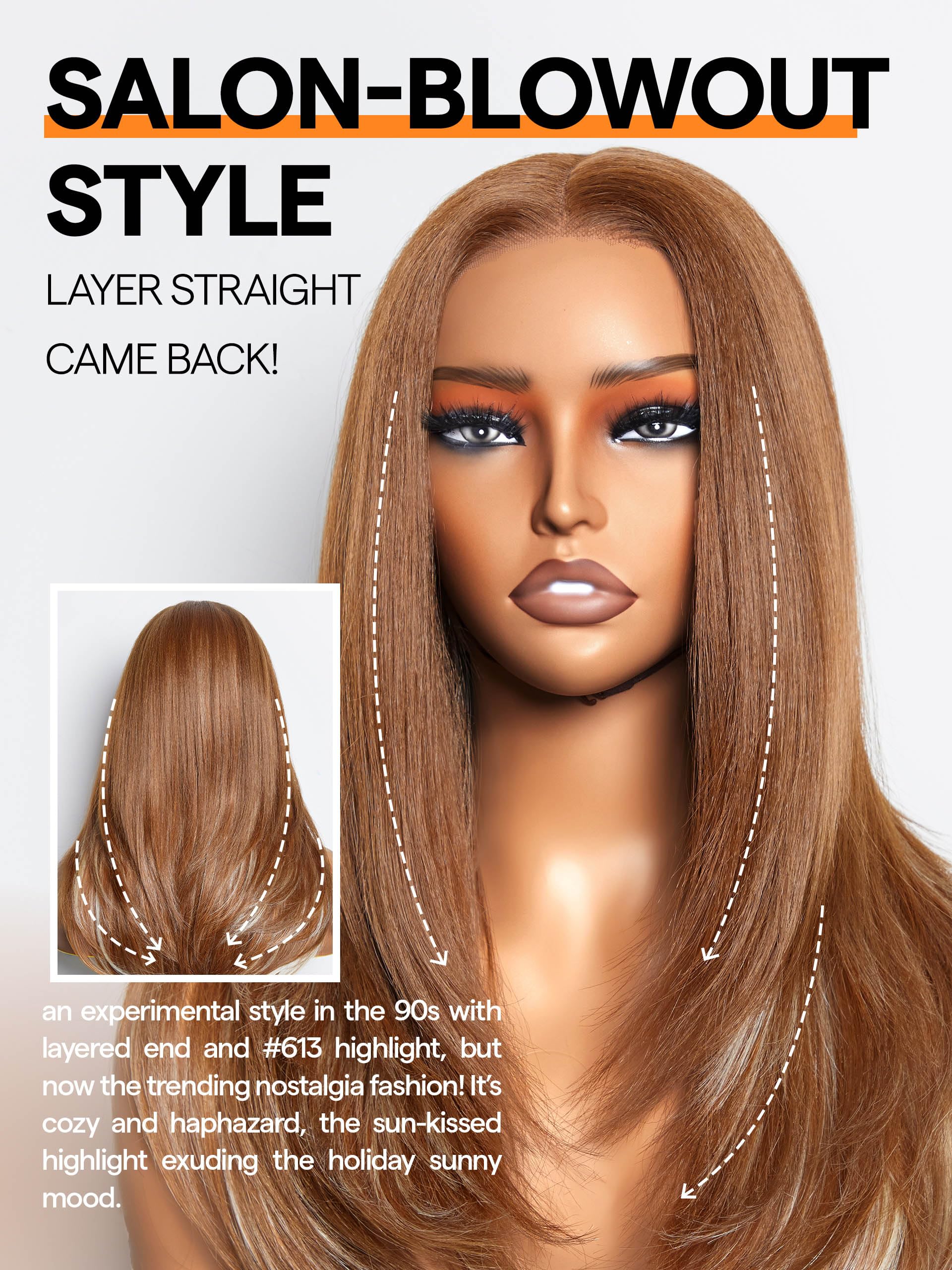 Gorgius Ombre Brown Wig With Blonde Highlights Glueless Straight Wig Crafted With Style-Archive Technology: Premium Fiber & Remy