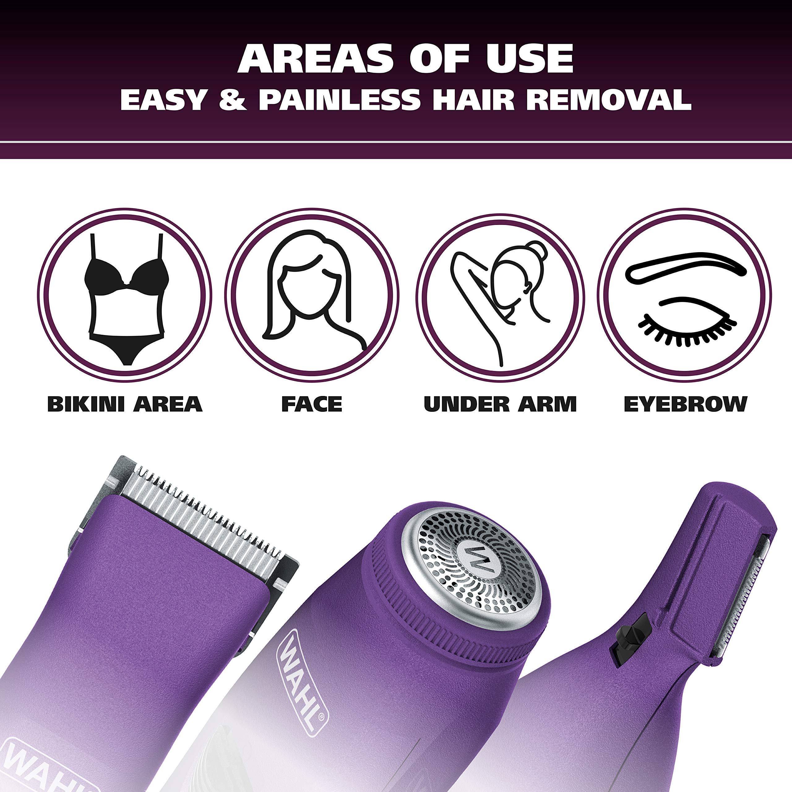 Wahl Pure Confidence Rechargeable Electric Trimmer, Shaver, & Detailer for Smooth Shaving & Trimming of The Face, Underarm, Eyeb