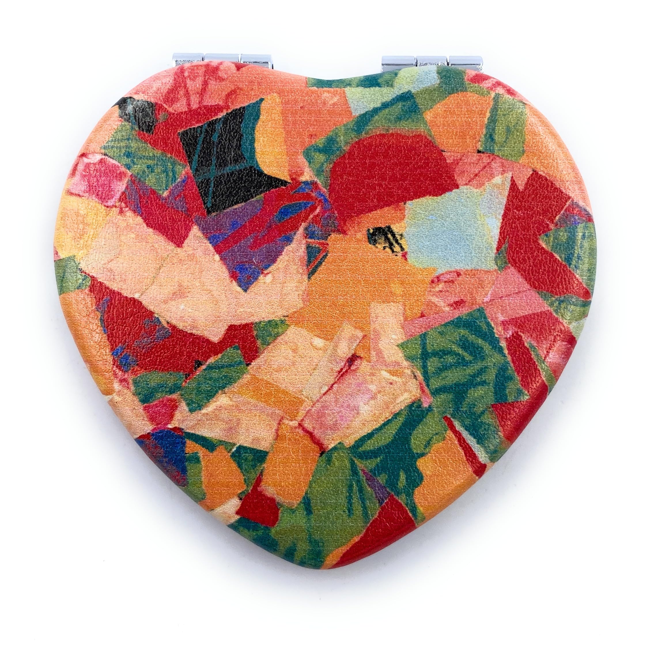 Aeisage Compact Mirror Heart Shape Pocket Mirror Floral Purse Mirror Small Travel Mirror Abstractive Art Print Meaningful Gift F