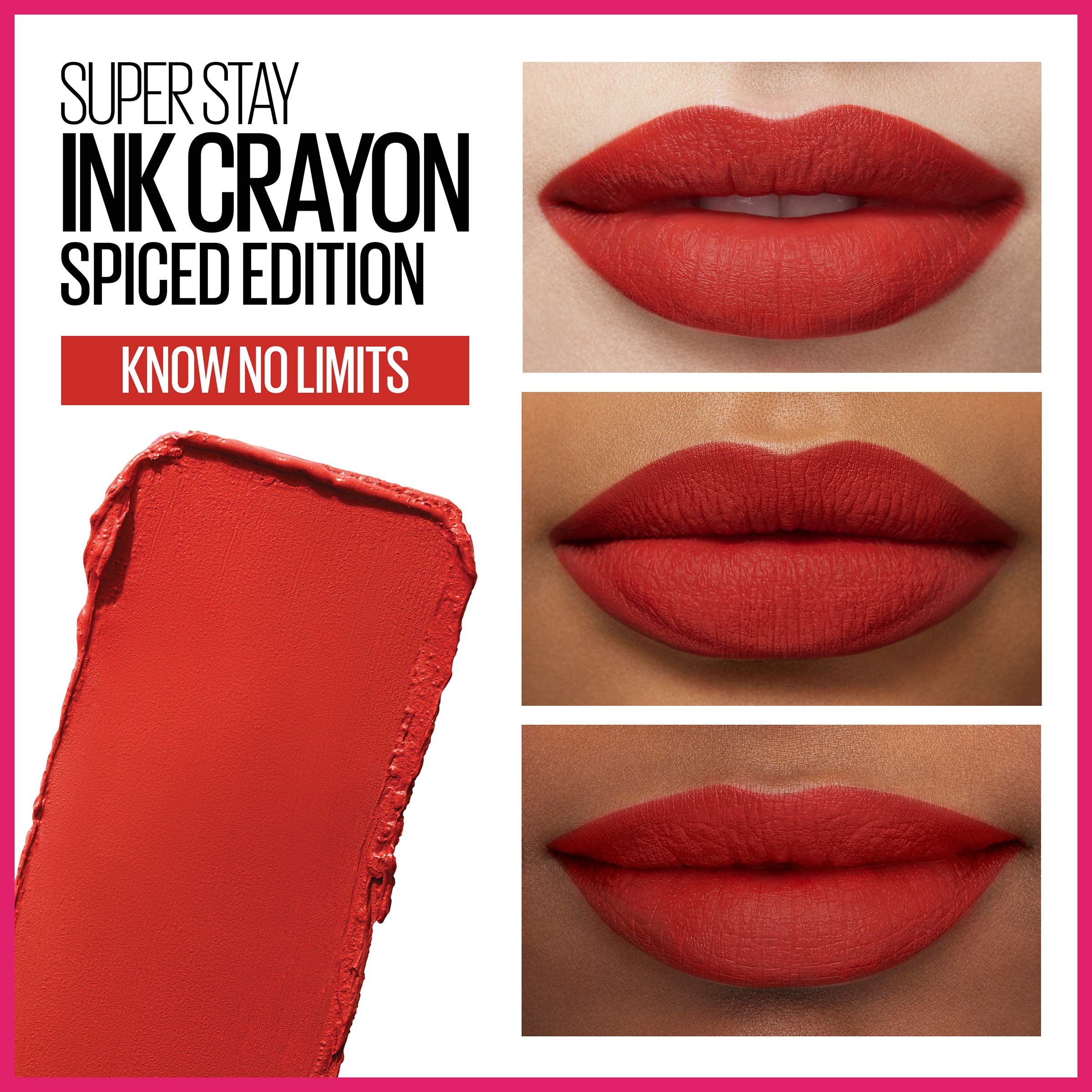 Maybelline SuperStay Ink Crayon Matte Longwear Lipstick With Built-in Sharpener, Know No Limits, 0.04 Ounce