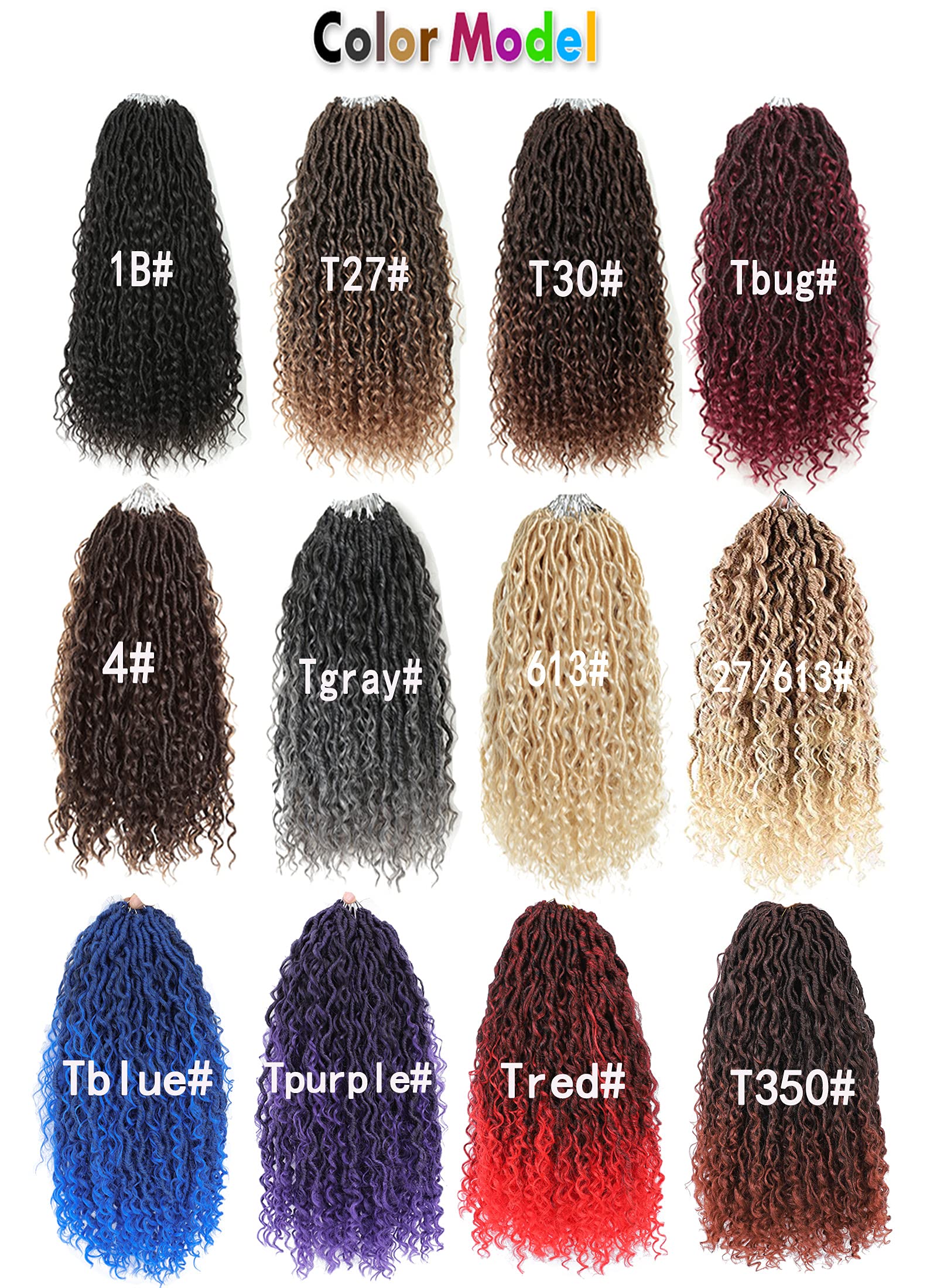 Boho Faux Locs Crochet Hair 5 Packs 22inch Red River Faux Locs Crochet Hair Curly Faux Locs Wavy Crochet Hair with Curly in Midd