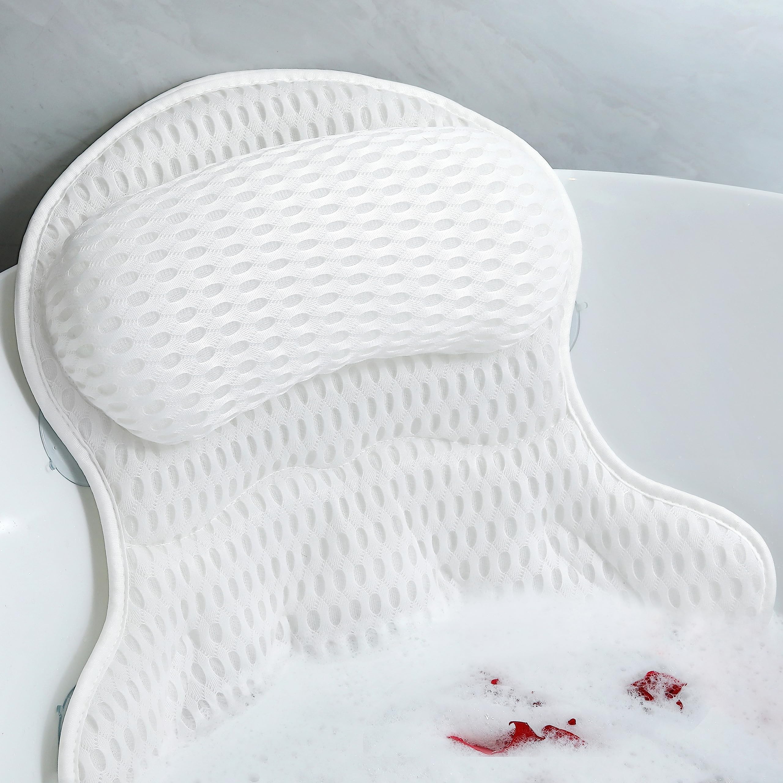 Bath Pillow Luxury Bathtub Pillow - Bath Pillows For Tub Neck And Back Support, Ergonomic Tub Pillow For Bath With 4D Air Mesh +