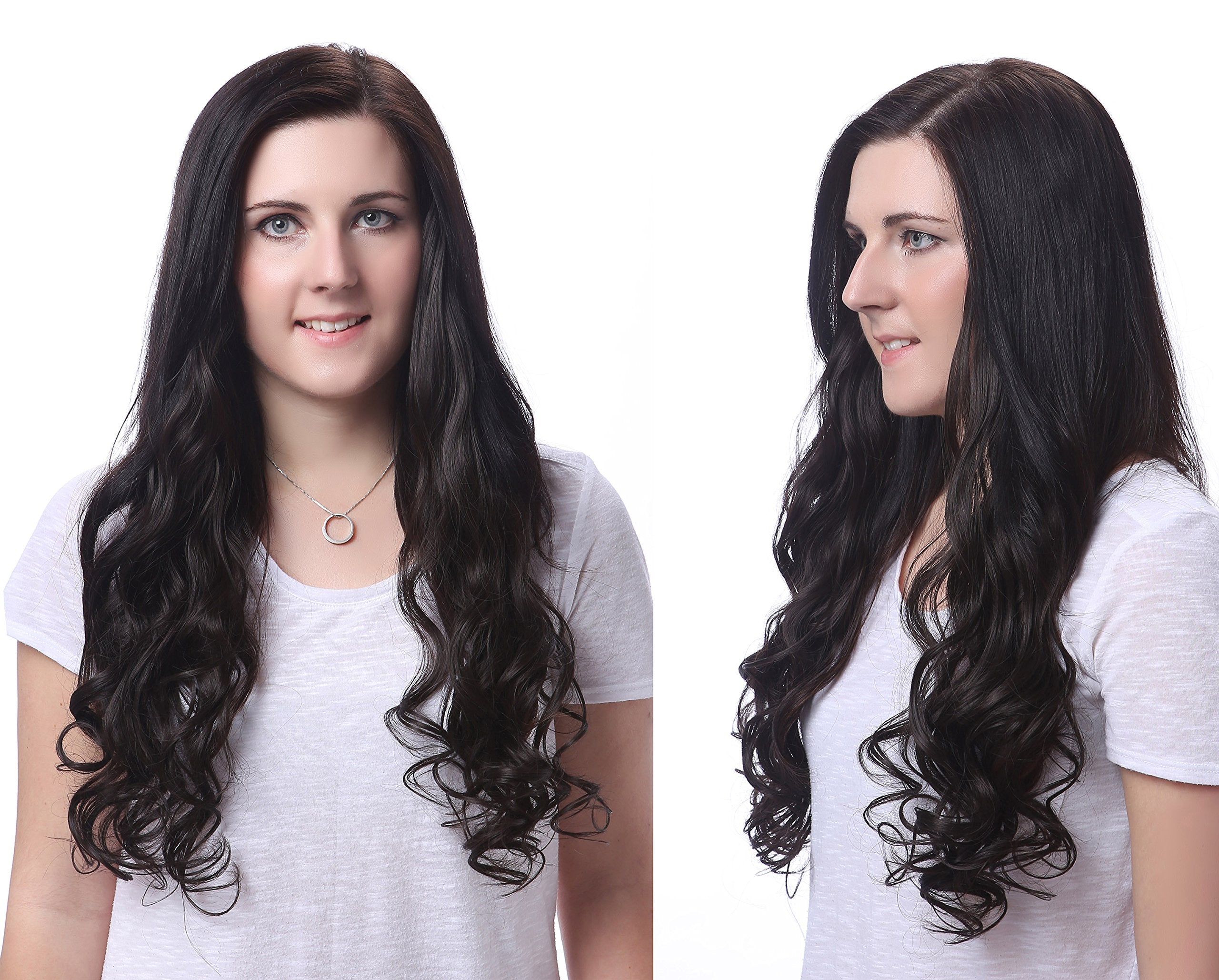 OneDor 20'' Curly Full Head Clip in Synthetic Hair Extensions 7pcs 140g (12#-Light Brown)