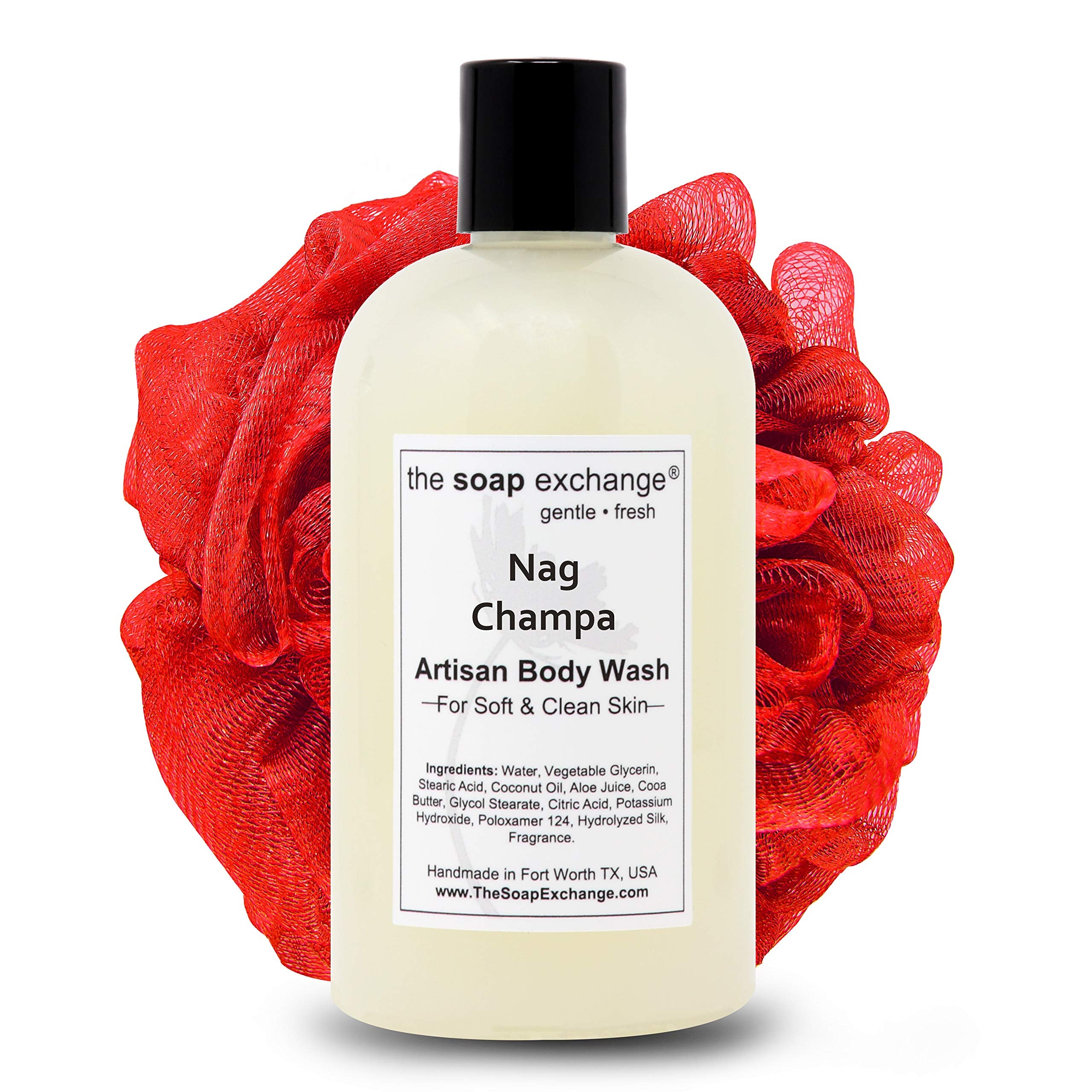 The Soap Exchange Body Wash - Nag Champa Scent - Hand Crafted 12 Fl Oz / 354 Ml Natural Artisan Liquid Soap For Hand, Face & Bod
