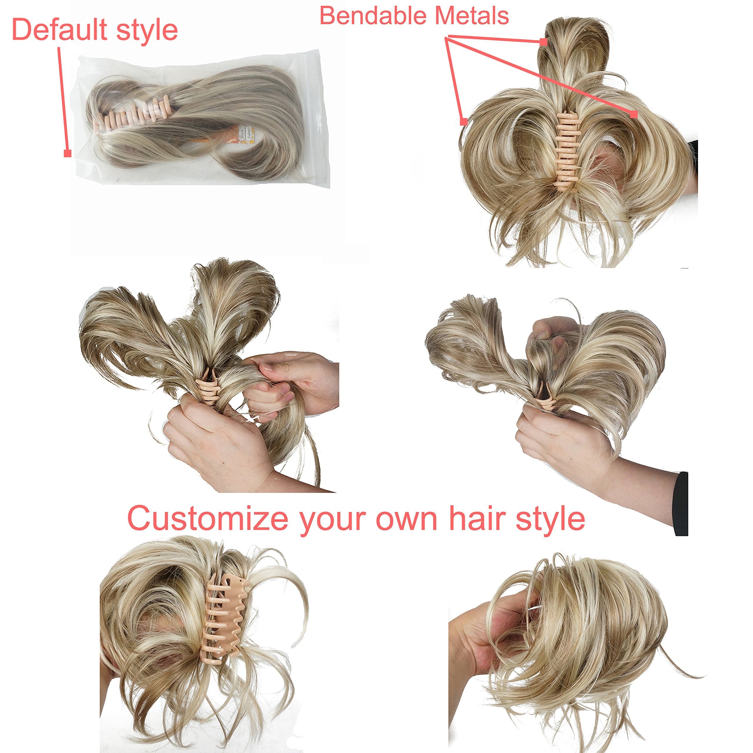 Lydell Adjustable Messy Style Ponytail Hair Extension Synthetic Hairpiece with Jaw Claw Amazing Shape For You AB461 Brown Highli