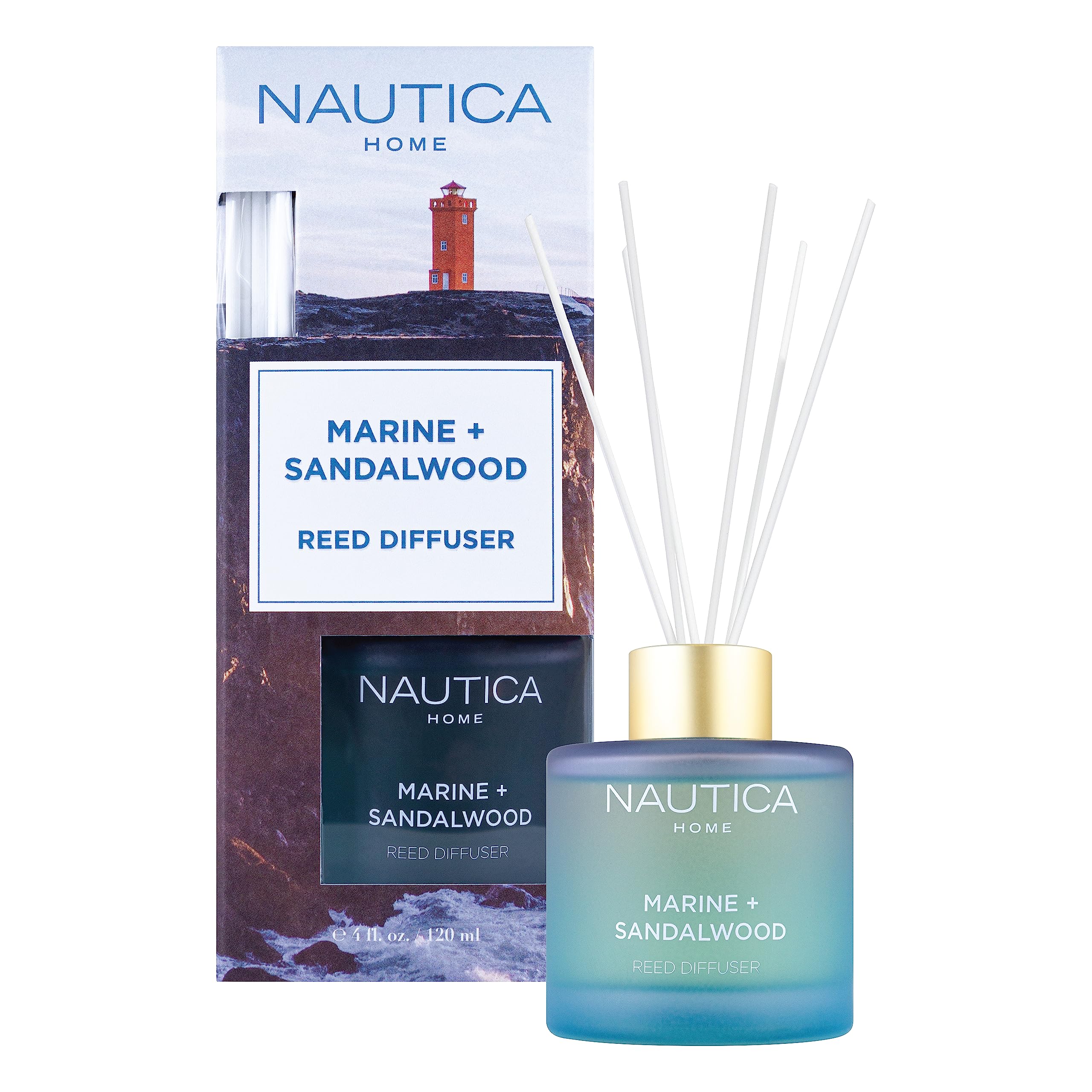 Marine+Sandalwood by Nautica,  4 oz Reed Diffuser - Marine+Sandalwood