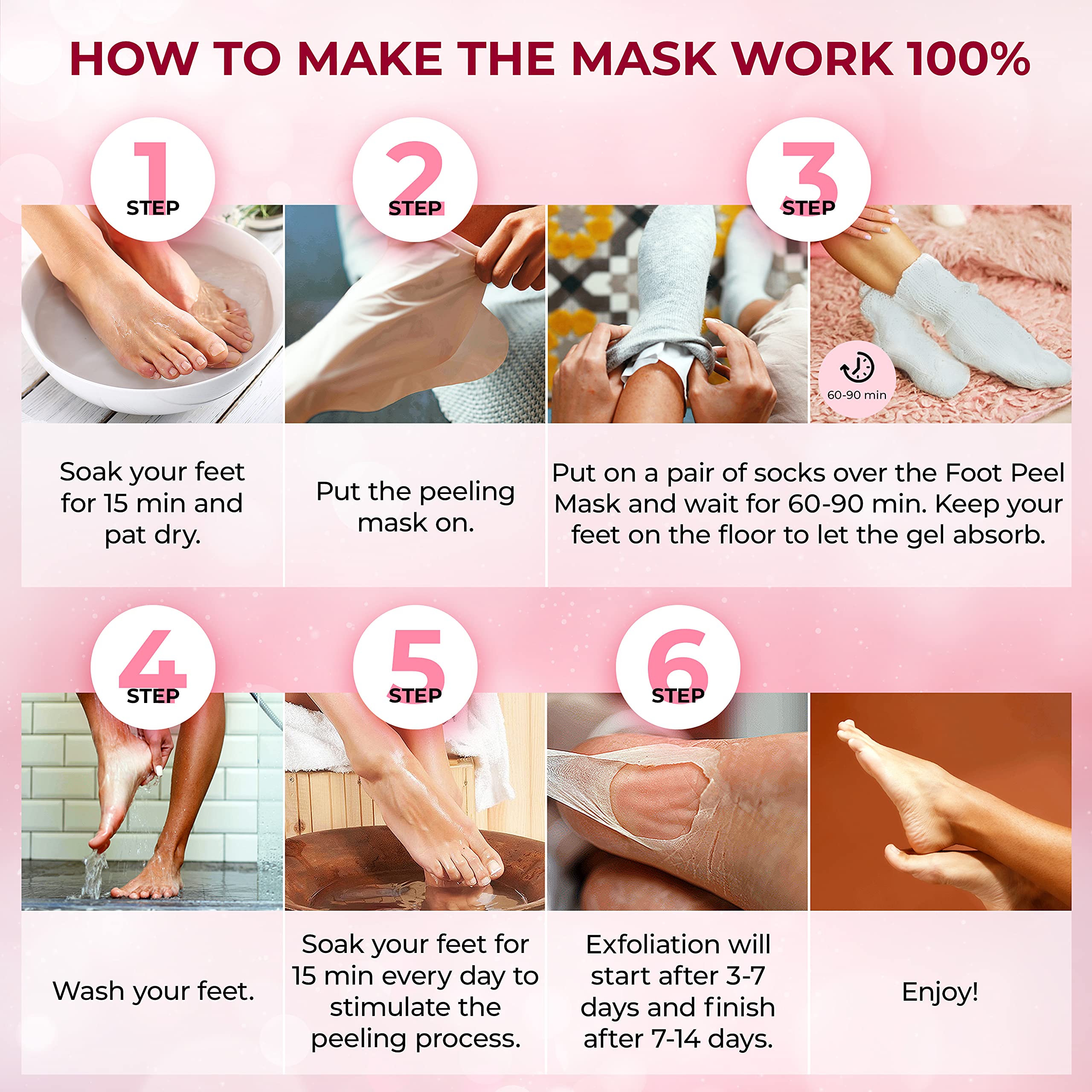 SUNATORIA Foot Peel Mask - Dermatologically Tested - 2 Pack (Pairs) Exfoliating Foot Mask - Makes Feet Baby Soft by Peeling away