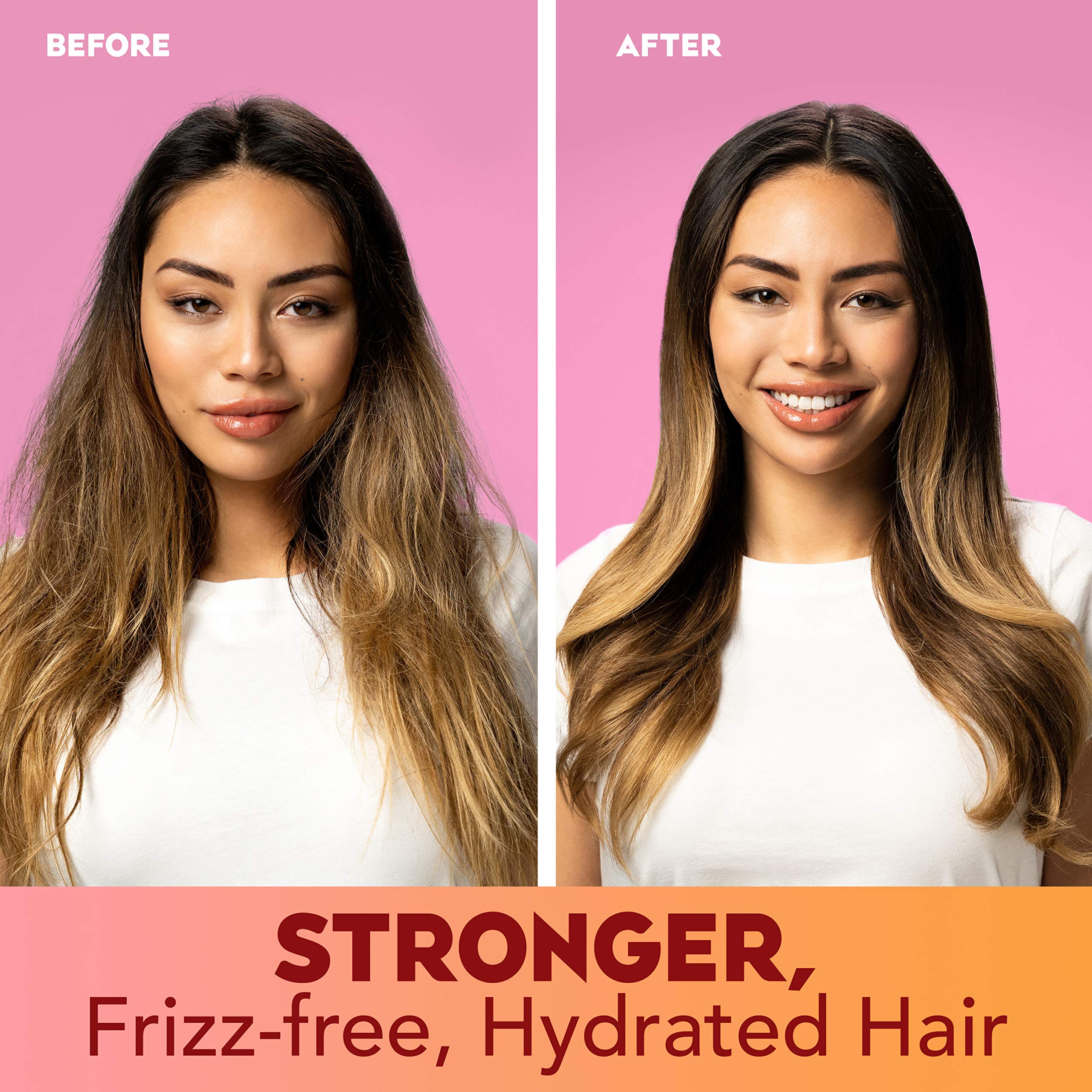 Ogx Frizz-Free + Keratin Smoothing Oil Shampoo, 5 In 1, For Frizzy Hair, Shiny Hair