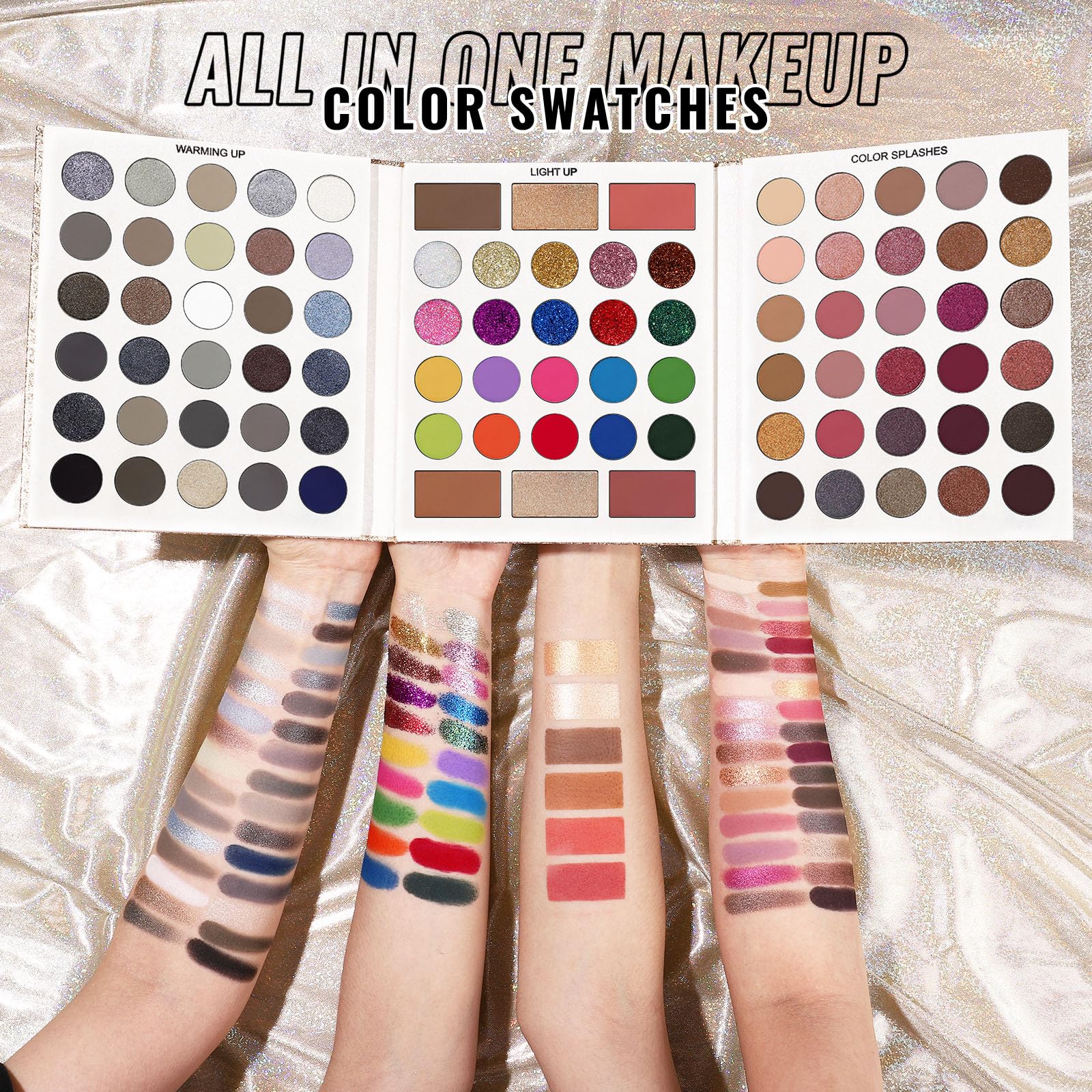 Ucanbe Eyeshadow Palette With Brushes Makeup Sets, Pigmented Eye Makeup Pallet Holiday Gift Set, Goth Smokey Rosy Neutral Glitte