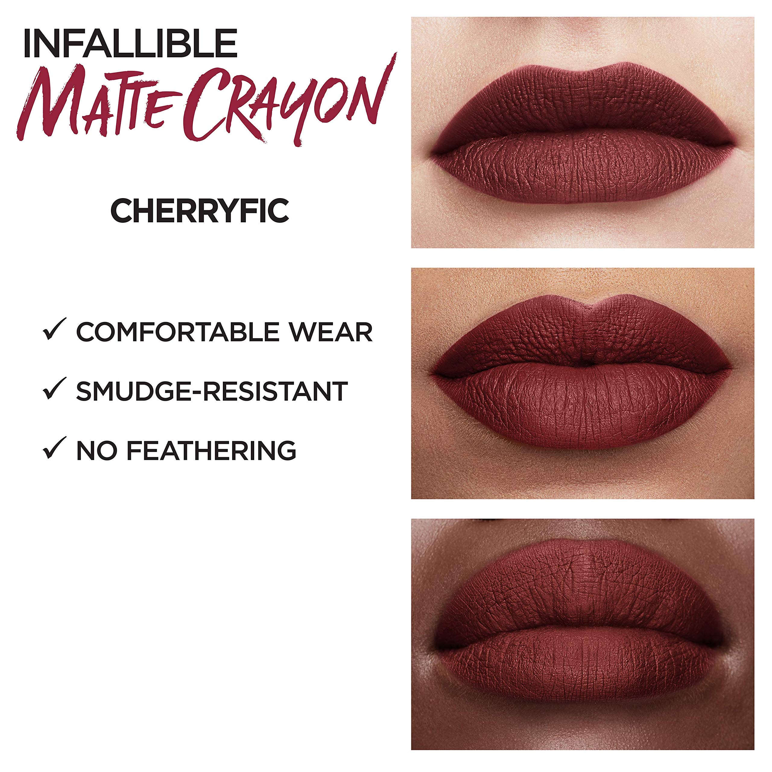 Lor  Al Paris Infallible Matte Lip Crayon, Cherryific (Packaging May Vary)
