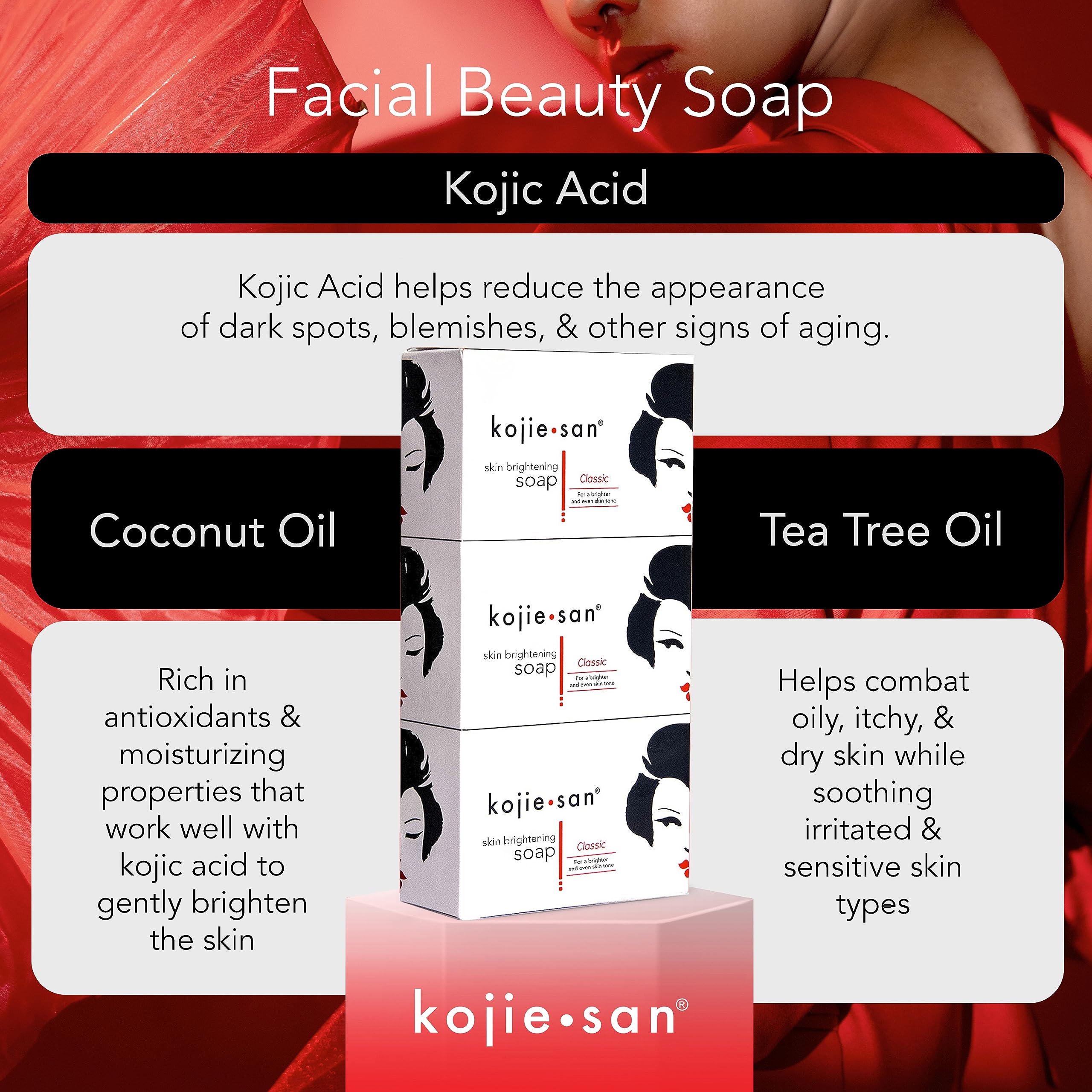 Kojie San Skin Brightening Soap - The Original Kojic Acid Soap that Reduces Visibility of Dark Spots, Hyper-pigmentation, & Othe