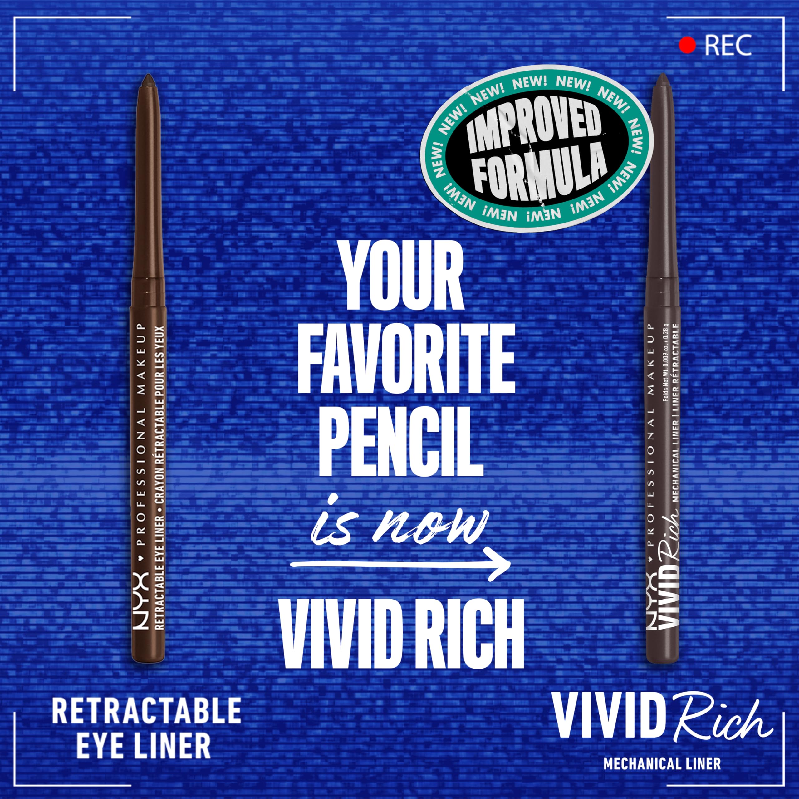 NYX PROFESSIONAL MAKEUP Vivid Rich Mechanical Eye Pencil, Vivid Rich Mechanical, Creamy Retractable Eyeliner - Smokin Topaz, Bro