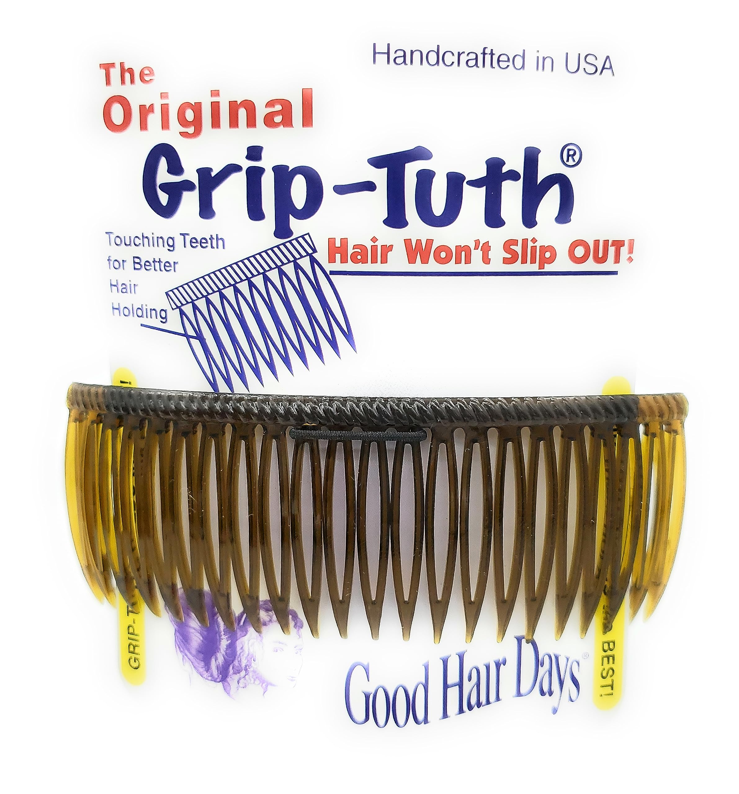 Good Hair Days Grip-Tuth Comb - Set of 1 Grip-Tuth Frenchy 4    Hair Side Comb - For All Types Of Hair - Decorative & Hair Styli