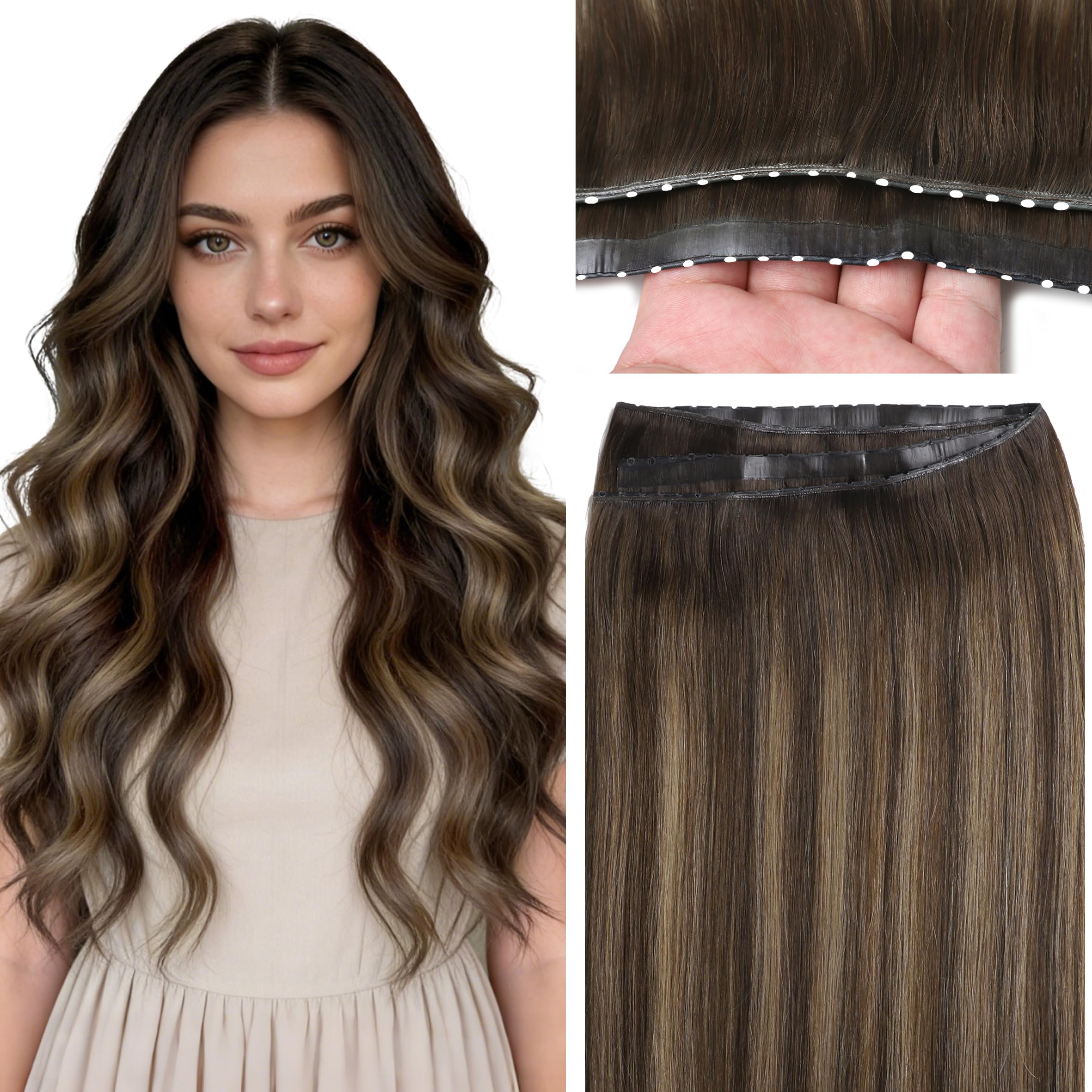 Caliee Butterfly Weft Hair Extensions Real Human Hair 20 Inch 50g Long Weft