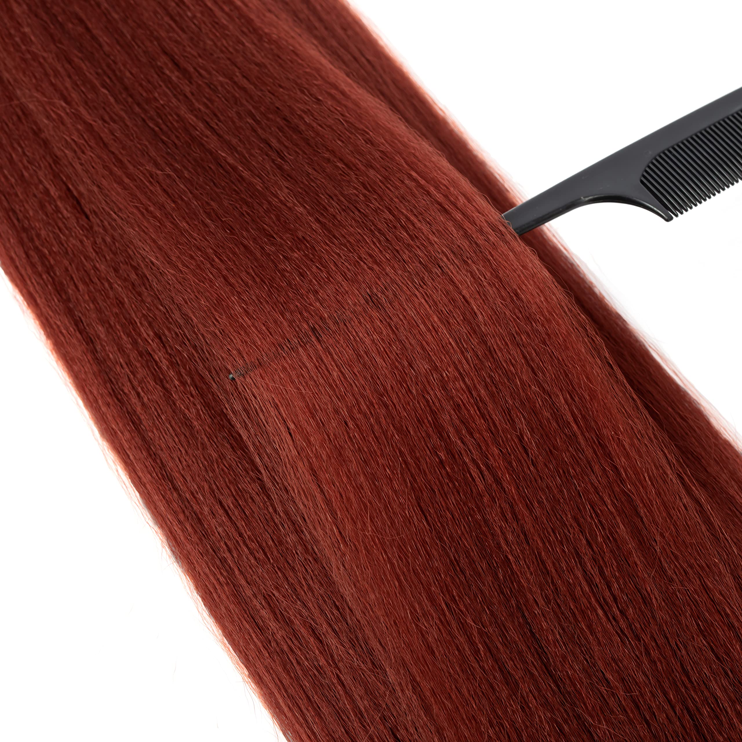Ginger Braiding Hair Pre Stretched 8 Packs 36 Inch Long 350 Copper Red Braiding Hair Yaki Texture, Hot Water Setting, Easy To In
